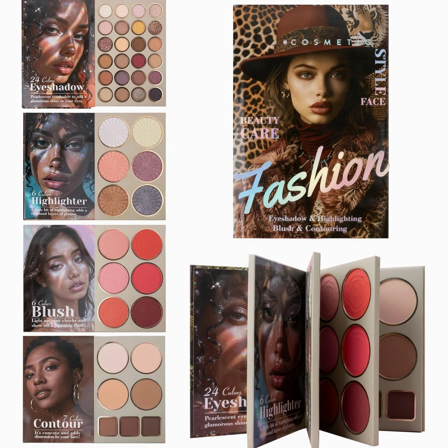 Viso,Polvere Opaca Sfumata per Blush ed Highlighter | Libro Contouring Blush | Per Donne Ragazze Tutti i Tipi di Pelle Ideale per Natale Compleanno Festa Cerimonia