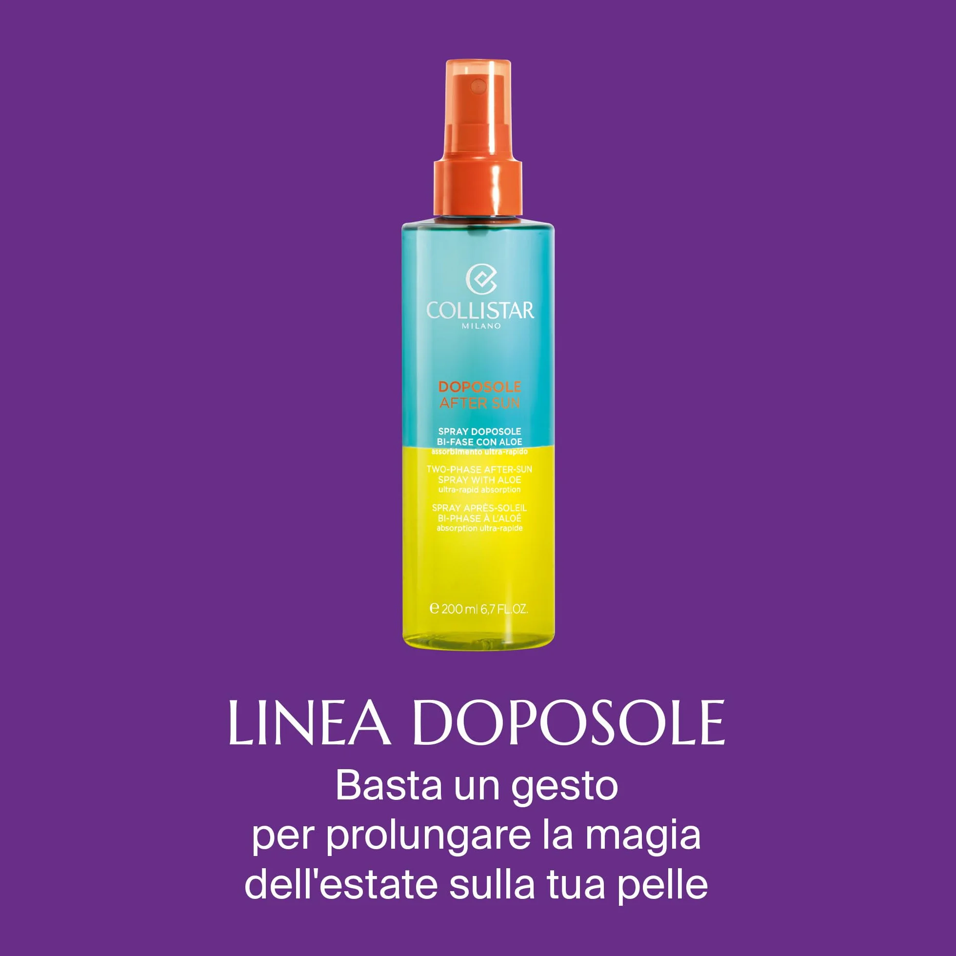 Collistar Spray Doposole Bi-fase 200 ml con aloe e olio di mandorla e calendula