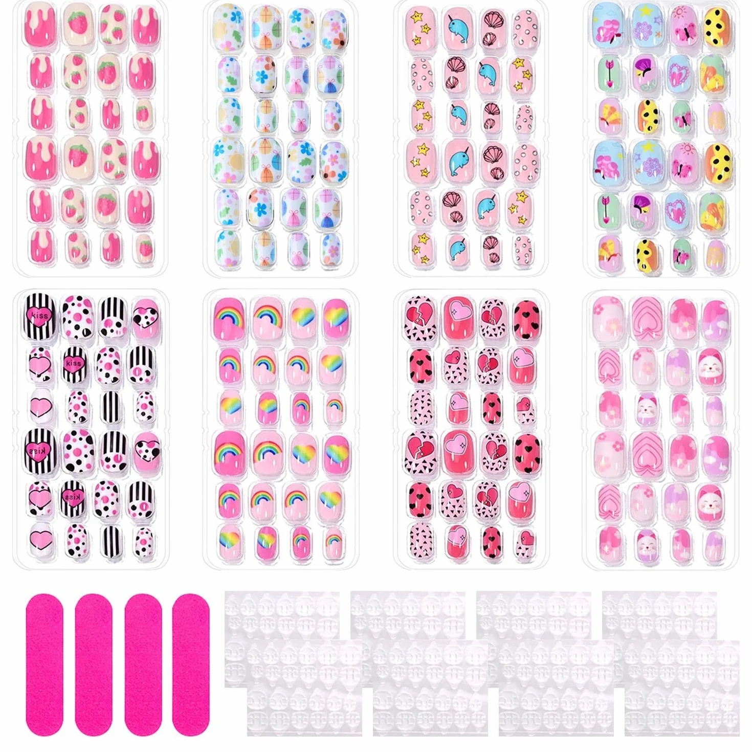 192 Punti Artistici Malati Per Bambini, Modello Di Cartoni Animati -Design, Fai -Da -Te -Nagen -Accessoires, Decorazione Di Unghie Carini (Con Adesivi Adesivi, Unghie -Be -Strie).