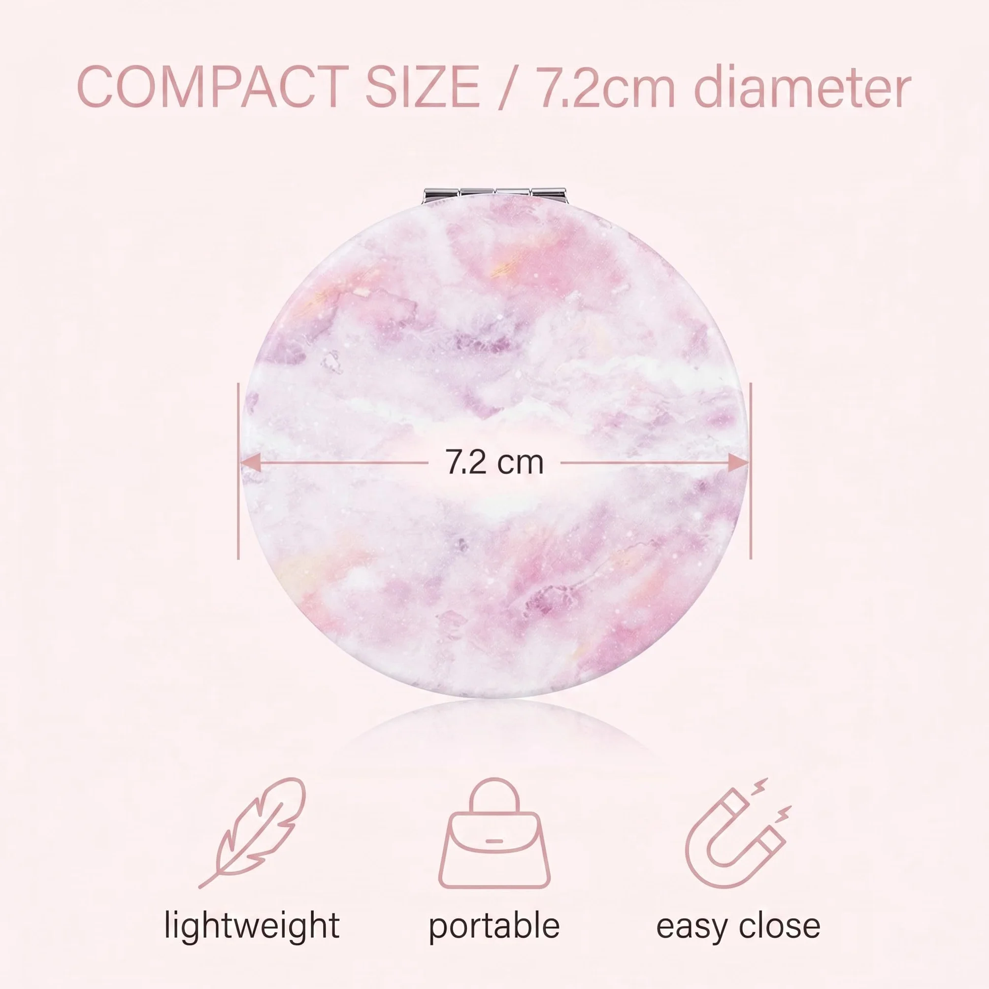 Specchio Cosmetico Compatto Tascabile Elegante, Specchio da Toeletta Colorato Portatile, Regali per Ragazze