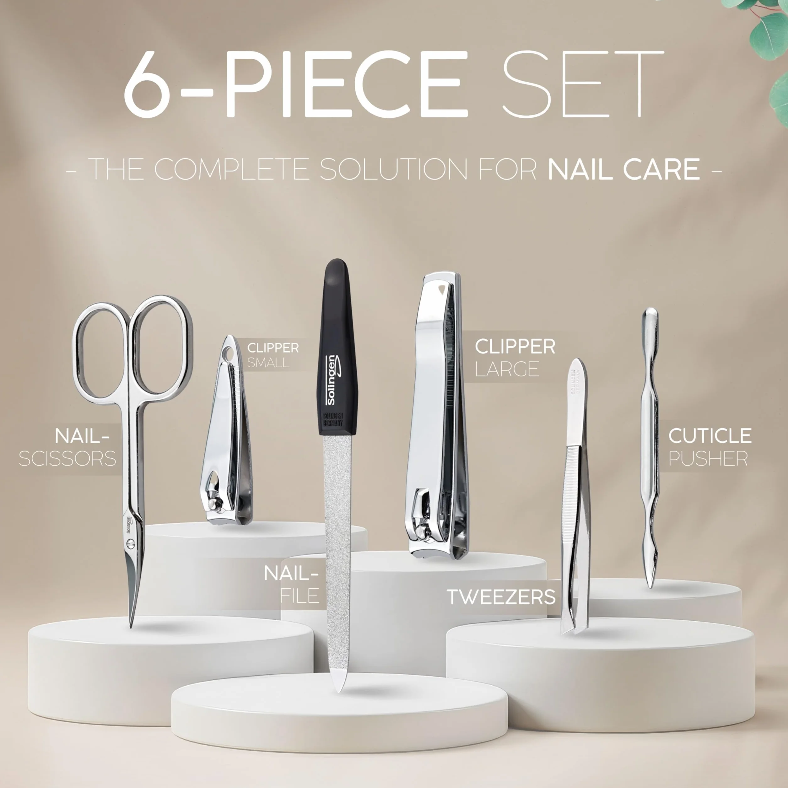 Solingen Set per Manicure da 6 Pezzi Professionale Forbicine Strumenti Mani Piedi Custodia Viaggio