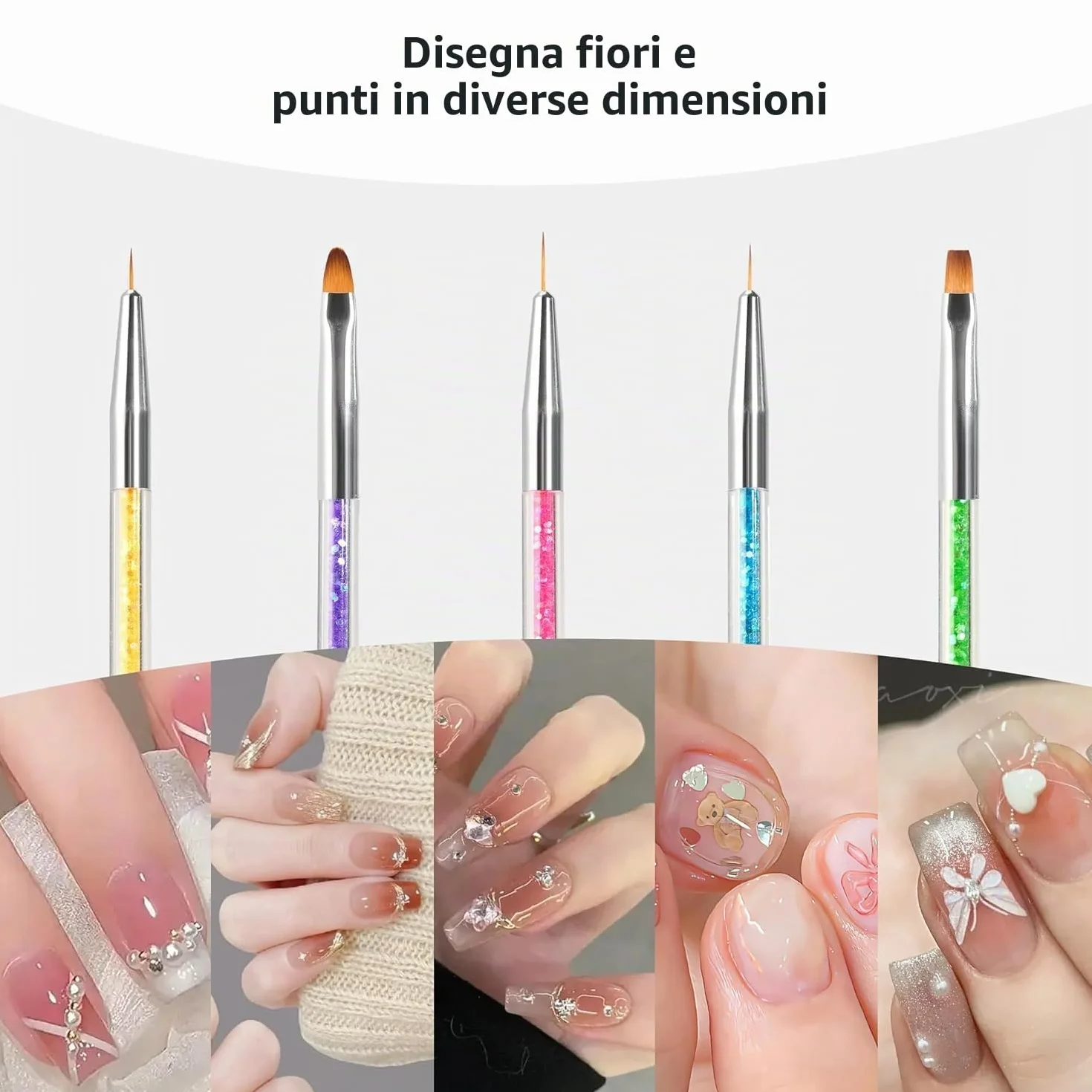 Nail Art Dotting Pen 8 pz doppia estremità con spazzola spugna per manicure french e gel UV