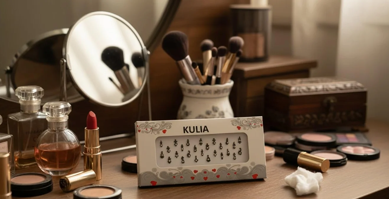KULIA® Bindi neri di design (adesivi/tattoo) – Stile Tikka, forma allungata a puntini Accessori di bellezza per viso e sposa, ideali per Puja Gemme e gioielli per il viso in varie forme e dimensioni