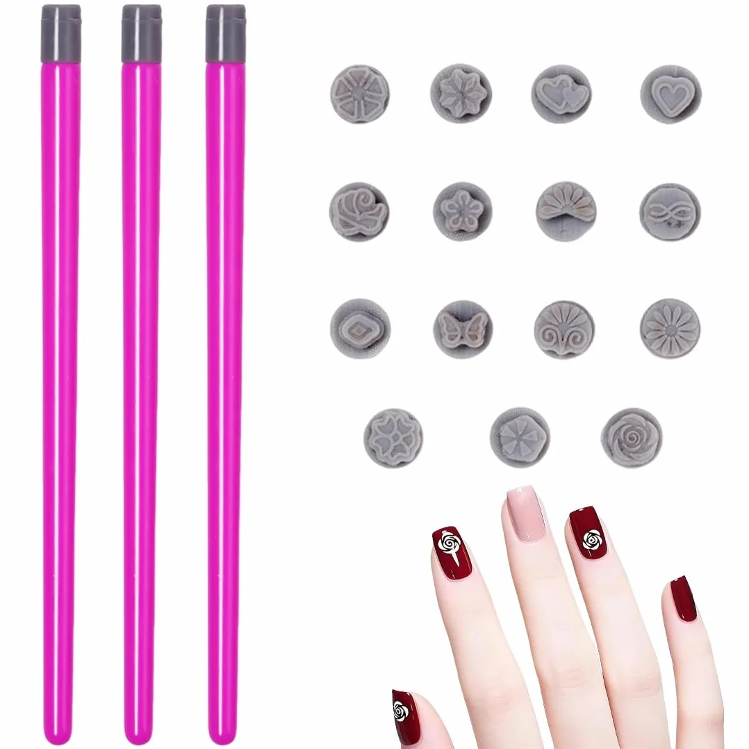 Penne per Stampa Nail Art,15 Pezzi Penne per Timbri per Nail Art in Silicone,Penne per Timbri per Unghie con Motivi, per Donne e Ragazze