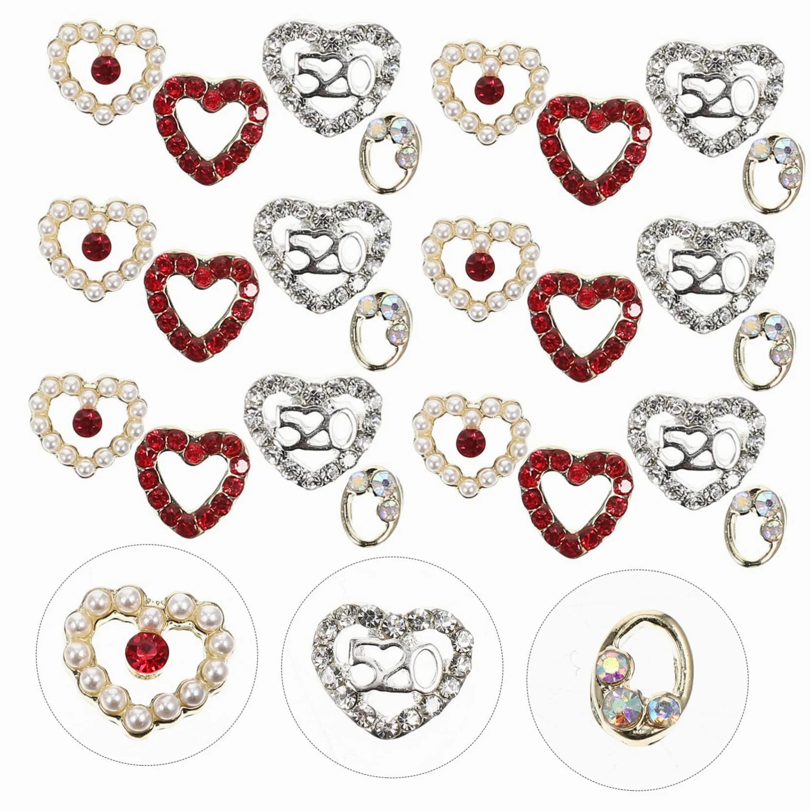 COHEALI 4 Set Decorazioni Per Unghie Cuore Ciondoli Per Unghie San Ciondoli Per Unghie Strass Set 40 Pezzi * 4