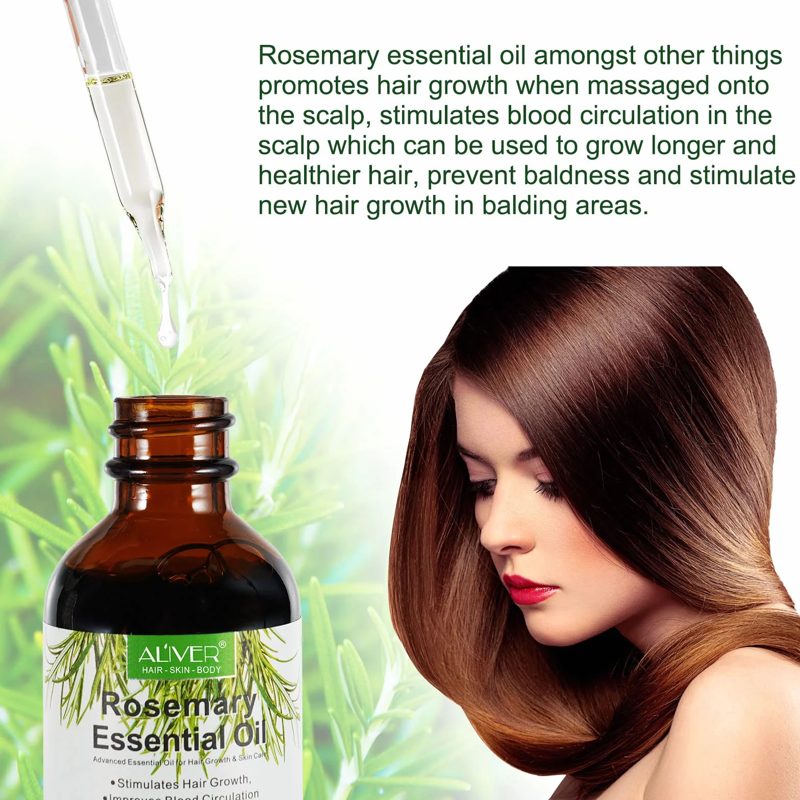 Olio Essenziale di Rosmarino Puro 100% 60ml per Capelli e Cura della Pelle