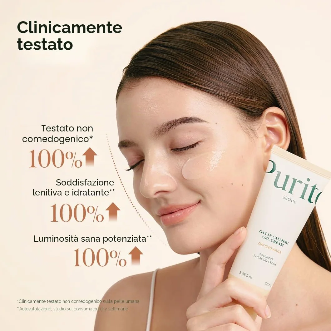 PURITO Oat In Calming Gel Cream | Soothing solution for Sensitive Skin | Lightweight, Non-Comedogenic, Fragrance-Free, Vegan & Cruelty-free | Korean Skincare, 100mL 3.38 fl.oz