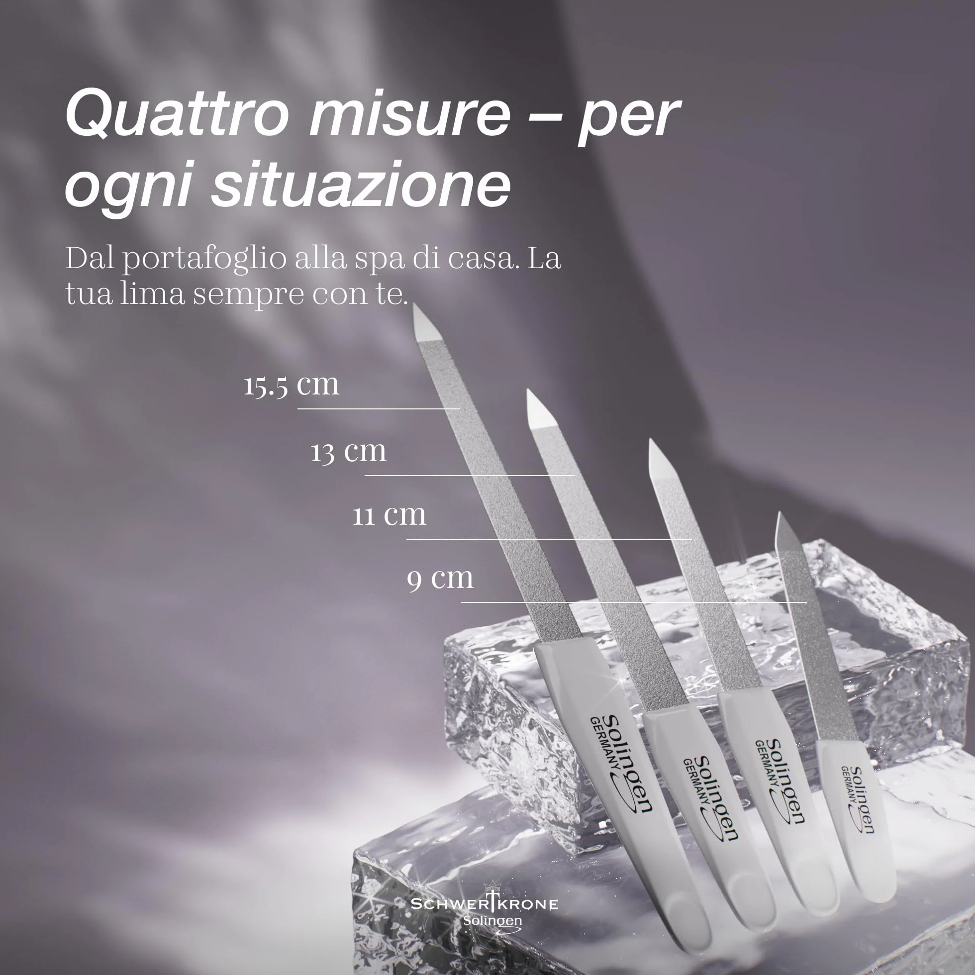 SCHWERTKRONE Set 4 Lime per Unghie in Zaffiro - Solingen, 4 Pezzi Diverse Misure per Manicure e Pedicure