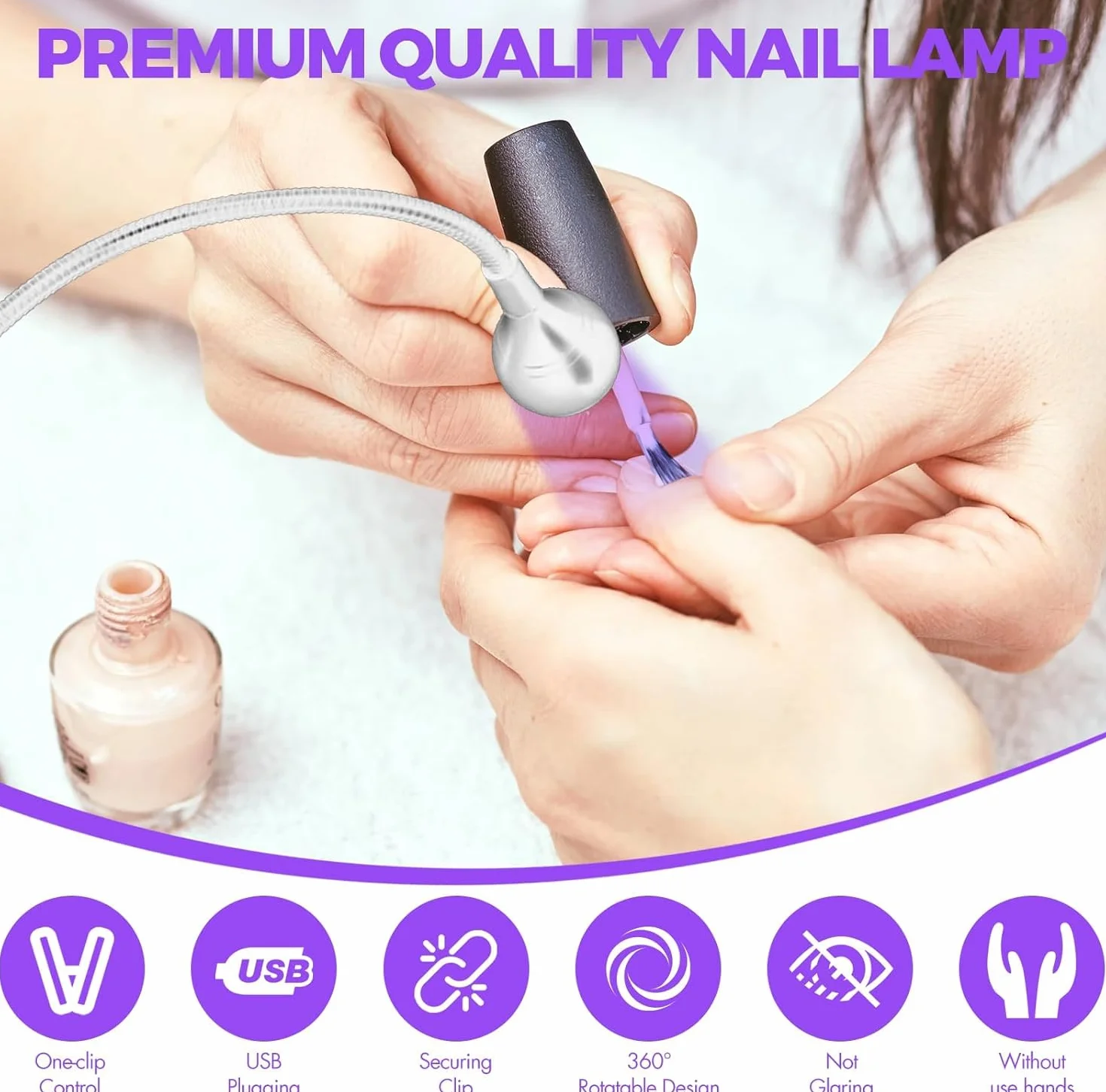 Lampada UV Led Unghie, 5W Mini Essiccatore per Unghie UV per unghie in gel lampada per colla ultravioletta professionale americana con testa rotante a 360 gradi per manicure a dita asciutte