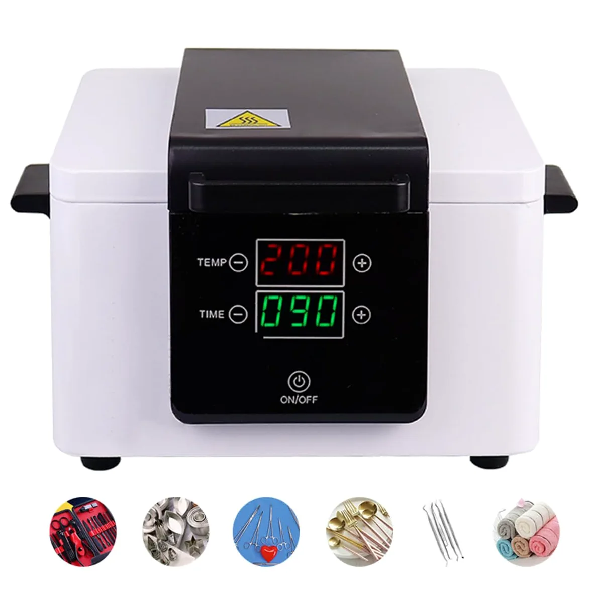 Sterilizzatore Ad Alta Temperatura Da 200 ℃ Con Timer, Sterilizzatore Per Utensili Per Unghie, Sterilizzatore A Calore Secco Da 2,6 L, Per Uso Medico,Dentistico,Tatuaggi,Salone Per Manicure,White