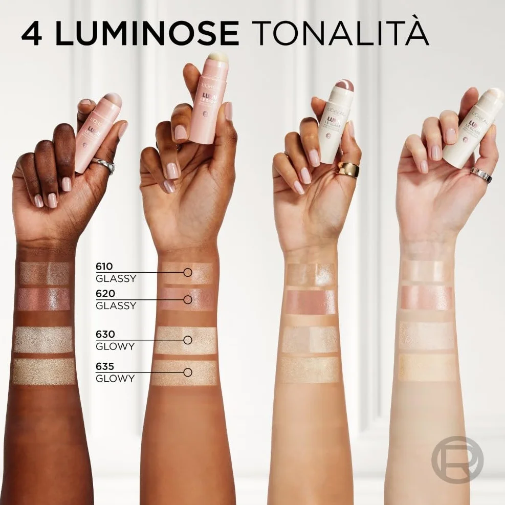 L'Oréal Paris Stick Illuminante Multi-Uso, Per Viso e Corpo, Pelle Luminosa e Radiosa, Effetto Glow Intenso e Istantaneo, Finish che Riflette la Luce, Lumi Glass, Tonalità: 610 Pearl Eclat, 5 gr