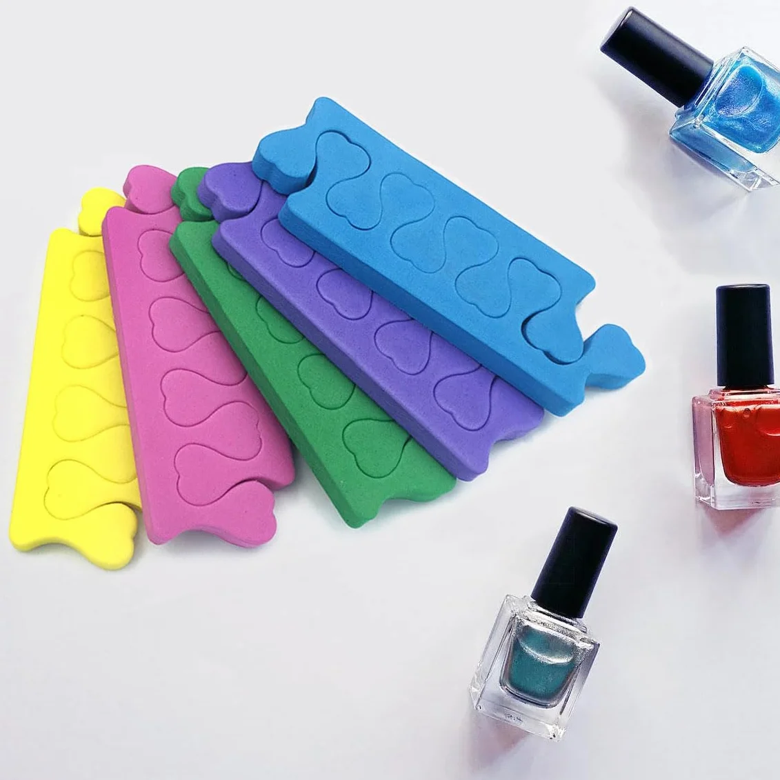 10 Pezzi Separatori di Dita per Unghie in Spugna e Cotone per Nail Art e Pedicure