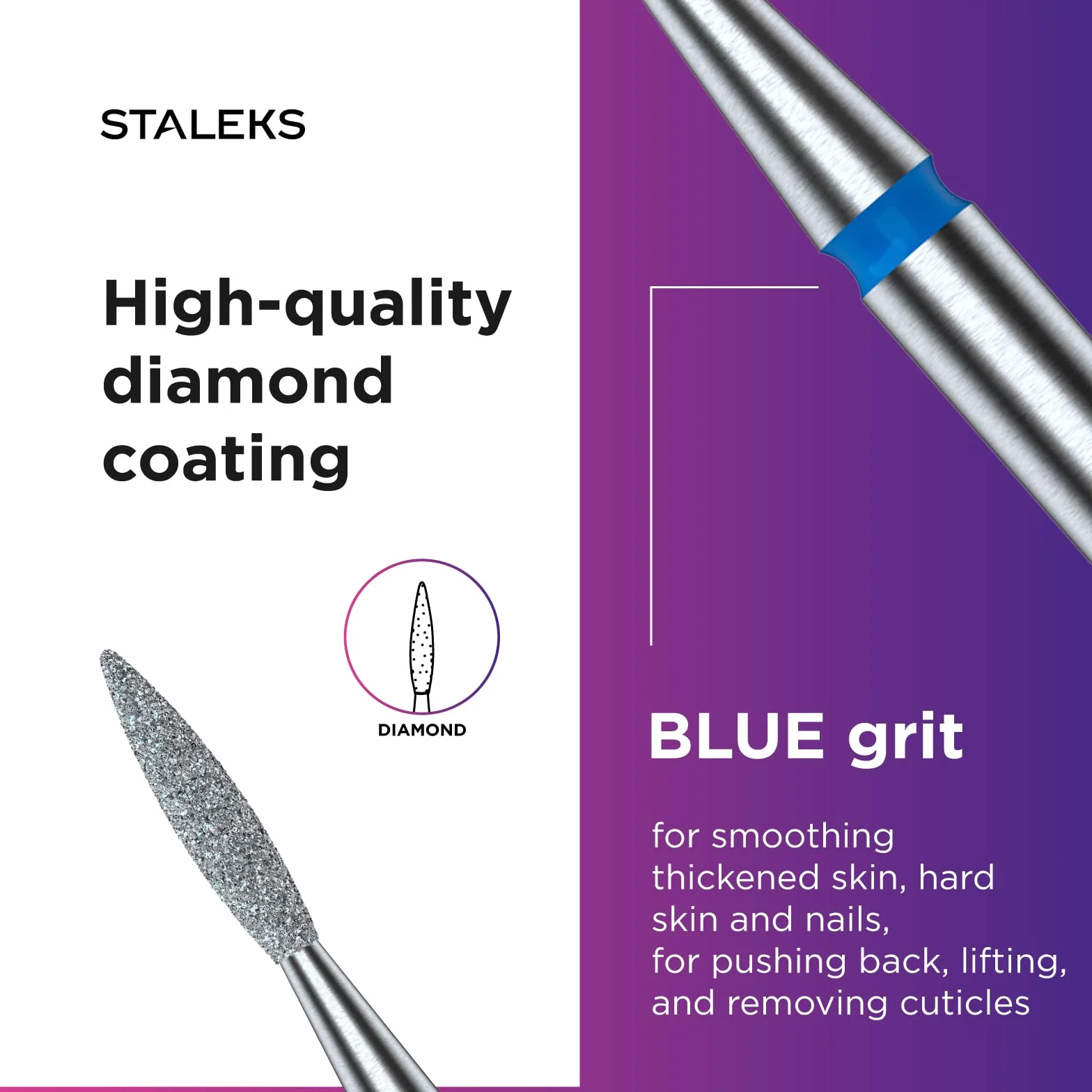 STALEKS PRO Punta diamantata Fiamma affilata anello blu kit scarico unghie levigatura per levigatrici elettriche NAIL DRILL BIT manicure pedicure FA11B016/8