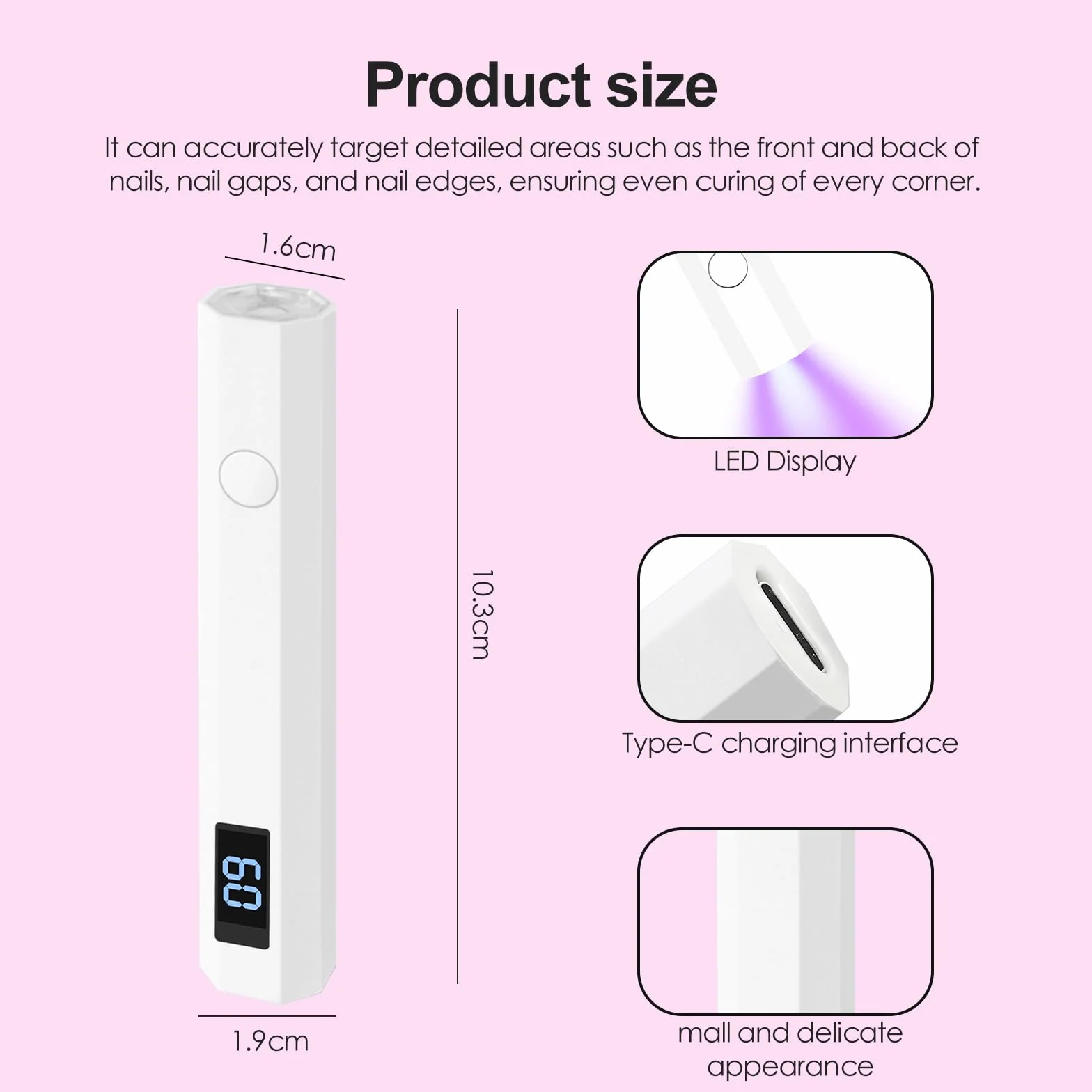 Lampada UV LED Unghie 3W Mini Portatile USB Ricaricabile Penna Asciuga Unghie Salone Casa Bianco