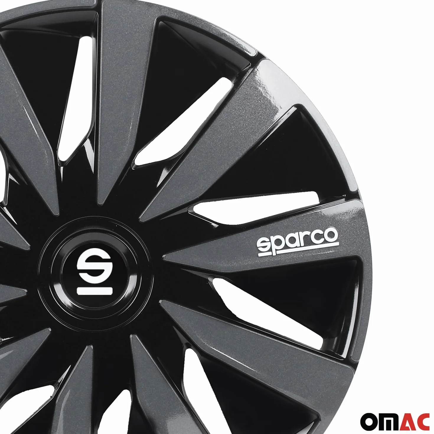 Sparco Set 4 copricerchi 15" pollici copriruota auto Lazio SPC1591BKGR nero grigio