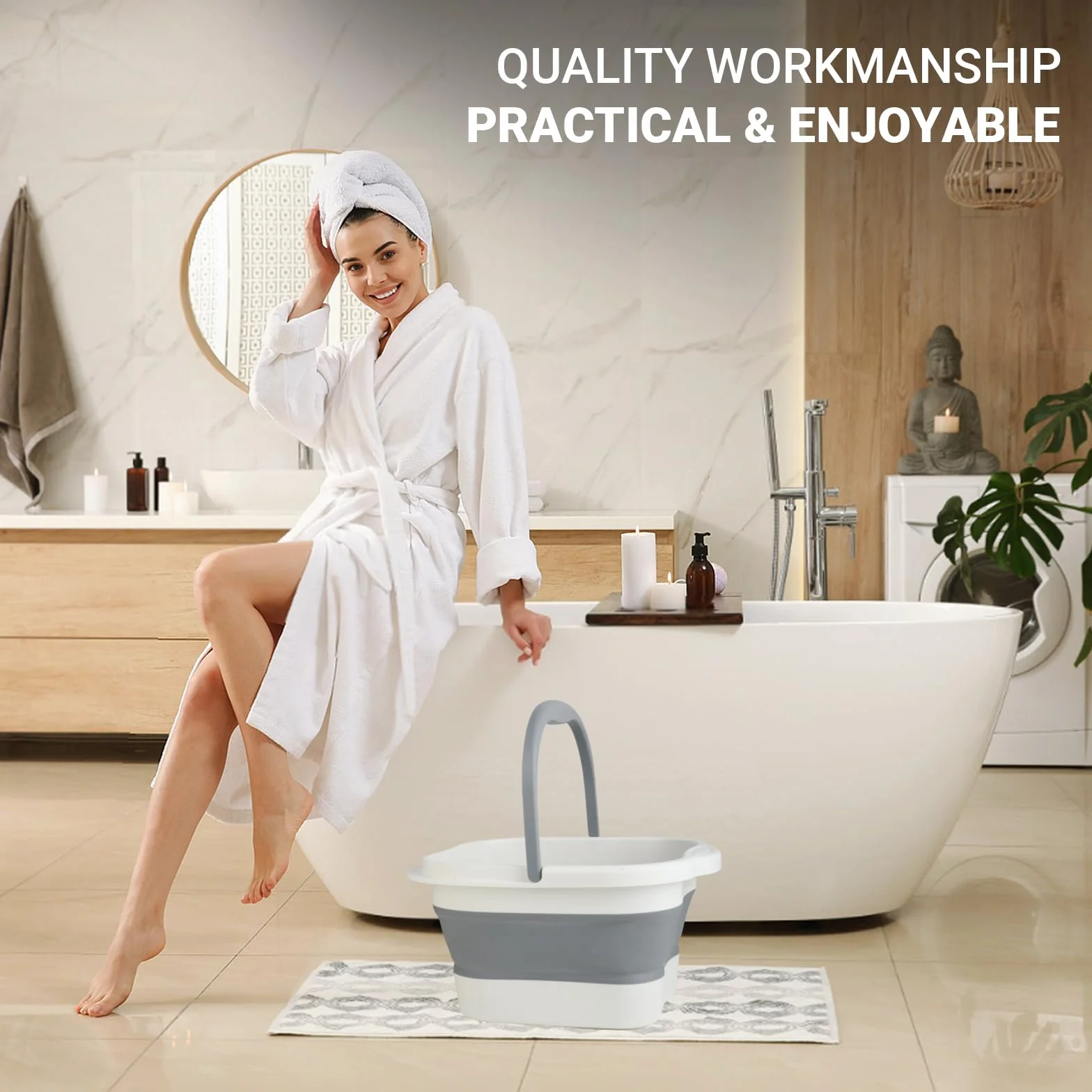 Bacinella Pediluvio - Bacinella Pieghevole - Vaschetta Pedicure, 15 L, TPE ad Alte Prestazioni, 480 Punti Massaggio, con Maniglia, Pieghevole, per Relax, Pediluvi, Cura Piedi, Lavaggio Auto, Pesca