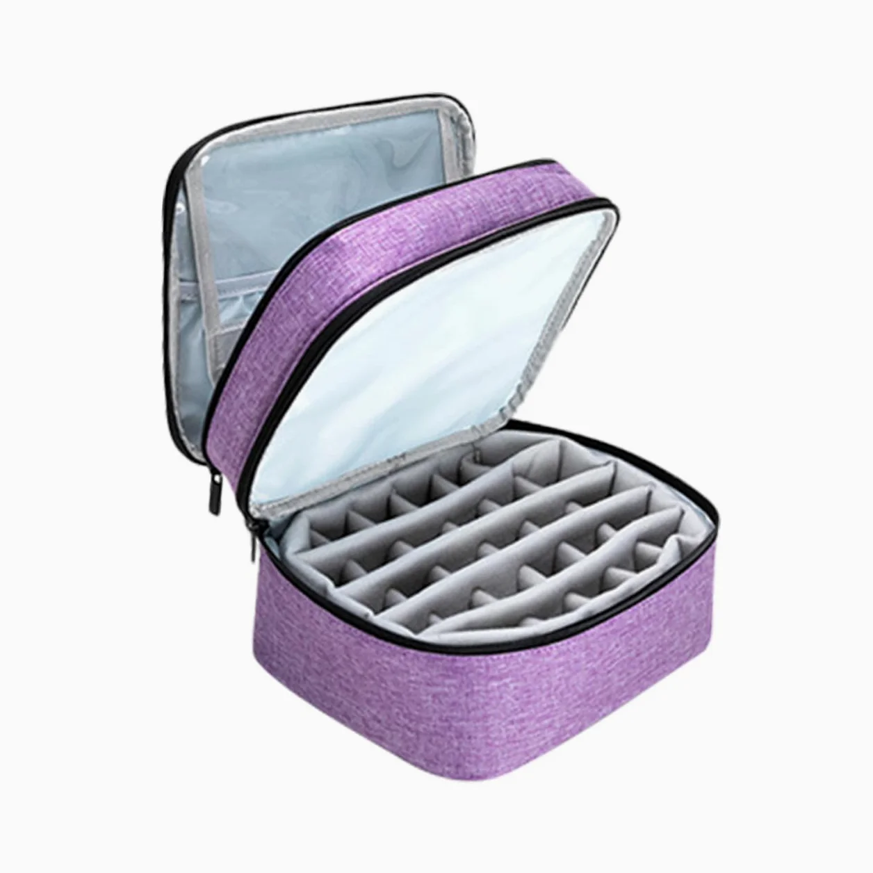 Porta Smalti Organizer in Borsa da Viaggio Custodia per Oli Essenziali e Smalto Organizer per Smalto Cerniera Doppio Cursore