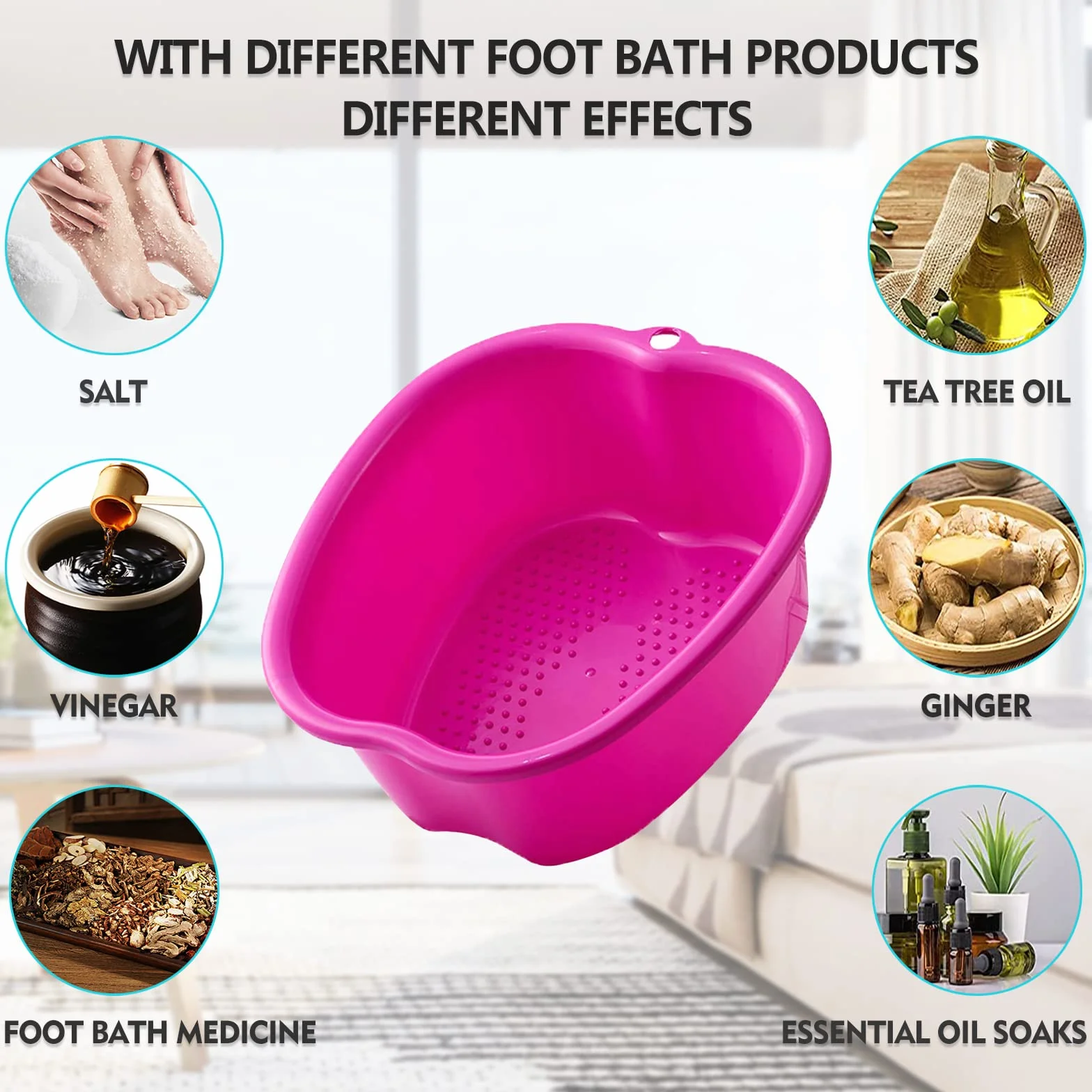 Vasca da bagno grande in plastica spessa pediluvio, pediluvio spa, acqua spa e massaggio ai piedi - vasca per ammollo piedi, unghie e caviglie, pedicure, pedicure, vasca da bagno portatile (viola)