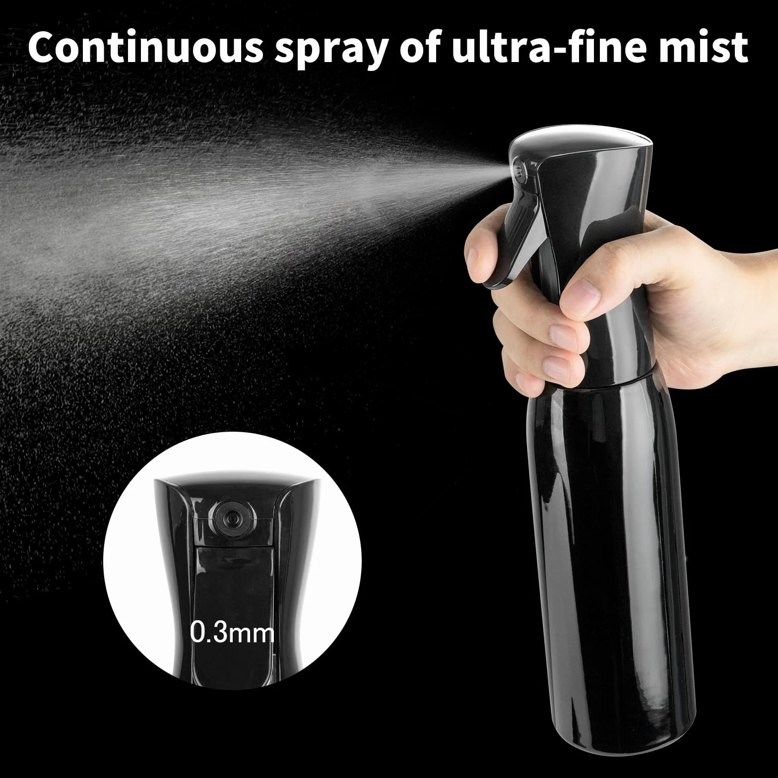 Flacone Spray Vuoto 500ml - Spray per Acqua, Capelli, Piante, Animali Domestici, Pulizia - Nero