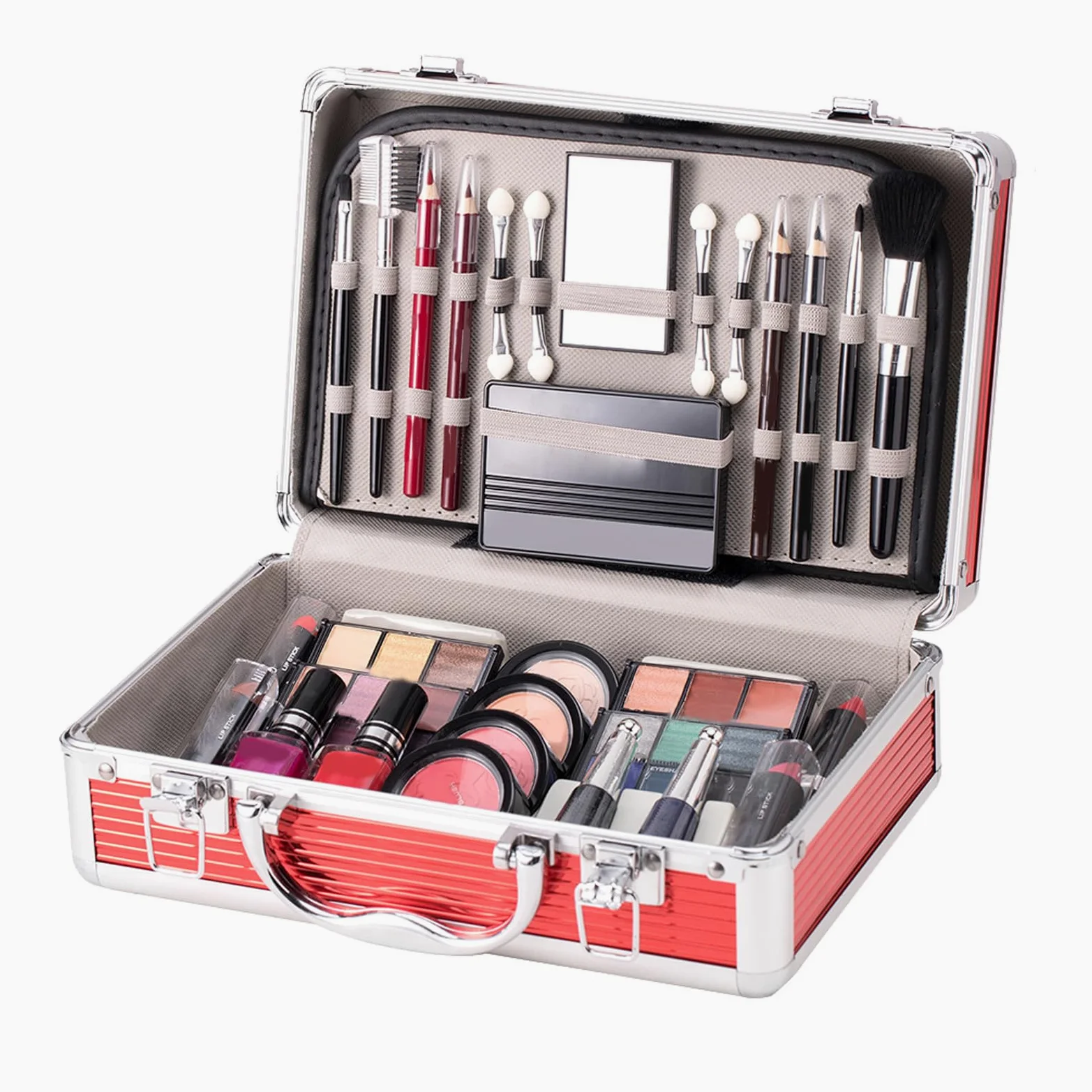Kit per il trucco completo del viso, set per il trucco per principianti | Kit per principianti con custodia, Custodia per cosmetici comprendente ombretto, fard, per sopracciglia, rossetto, penne
