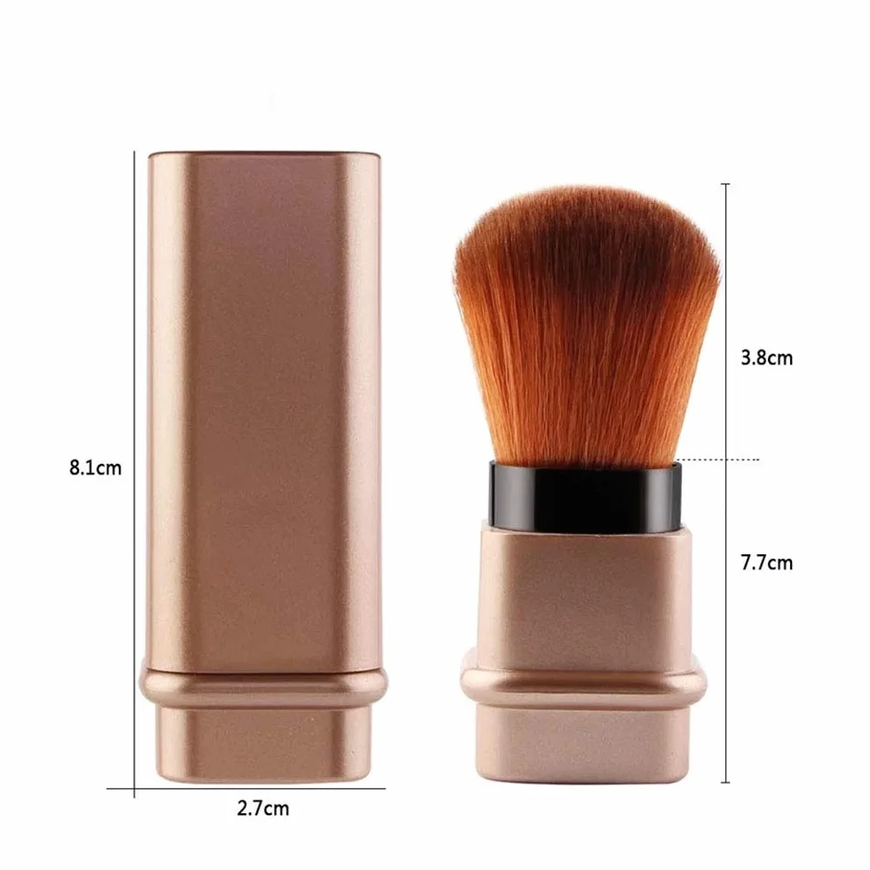 Pennello Kabuki retrattile, Pennello fard per applicare la cipria in movimento, Blush brush (d'oro)