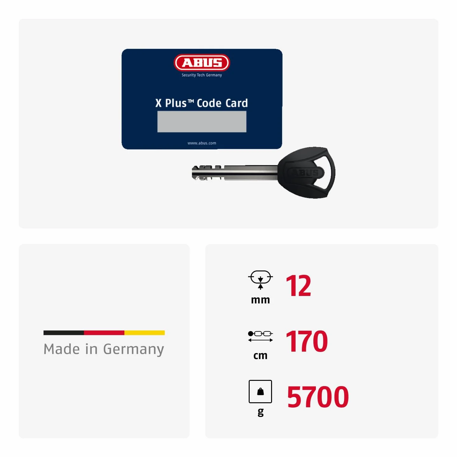 ABUS Granit Extreme Plus 59 Lucchetto per moto 12 mm 170 cm Livello sicurezza 20
