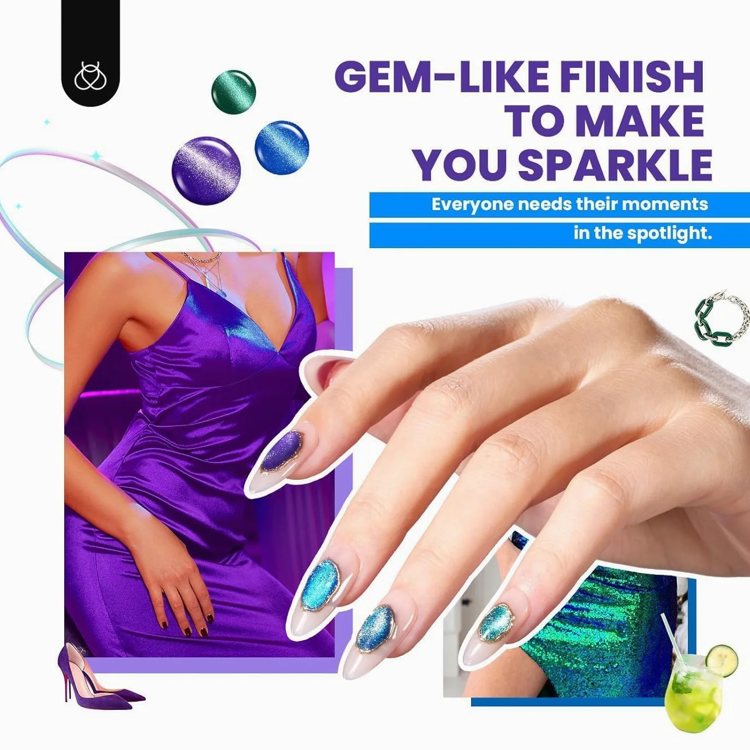 Beetles - Set di 20 smalti in gel con base e opaco lucido, colore rosa nude, verde, blu, smalto Lush Velvet con magnete Soak Off LED, manicure, salone fai da te, idea regalo per donne