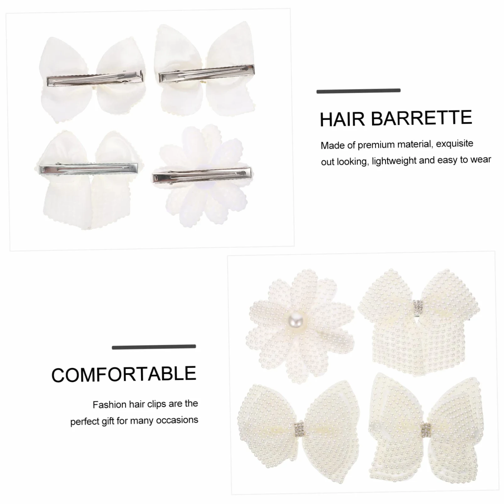 minkissy 12pezzi Fermagli Per Con Fiocco Di Perle e Strass Clip Alligator Eleganti Per Donne Accessori Per Alla Moda e Comodi Per Ogni Occasione