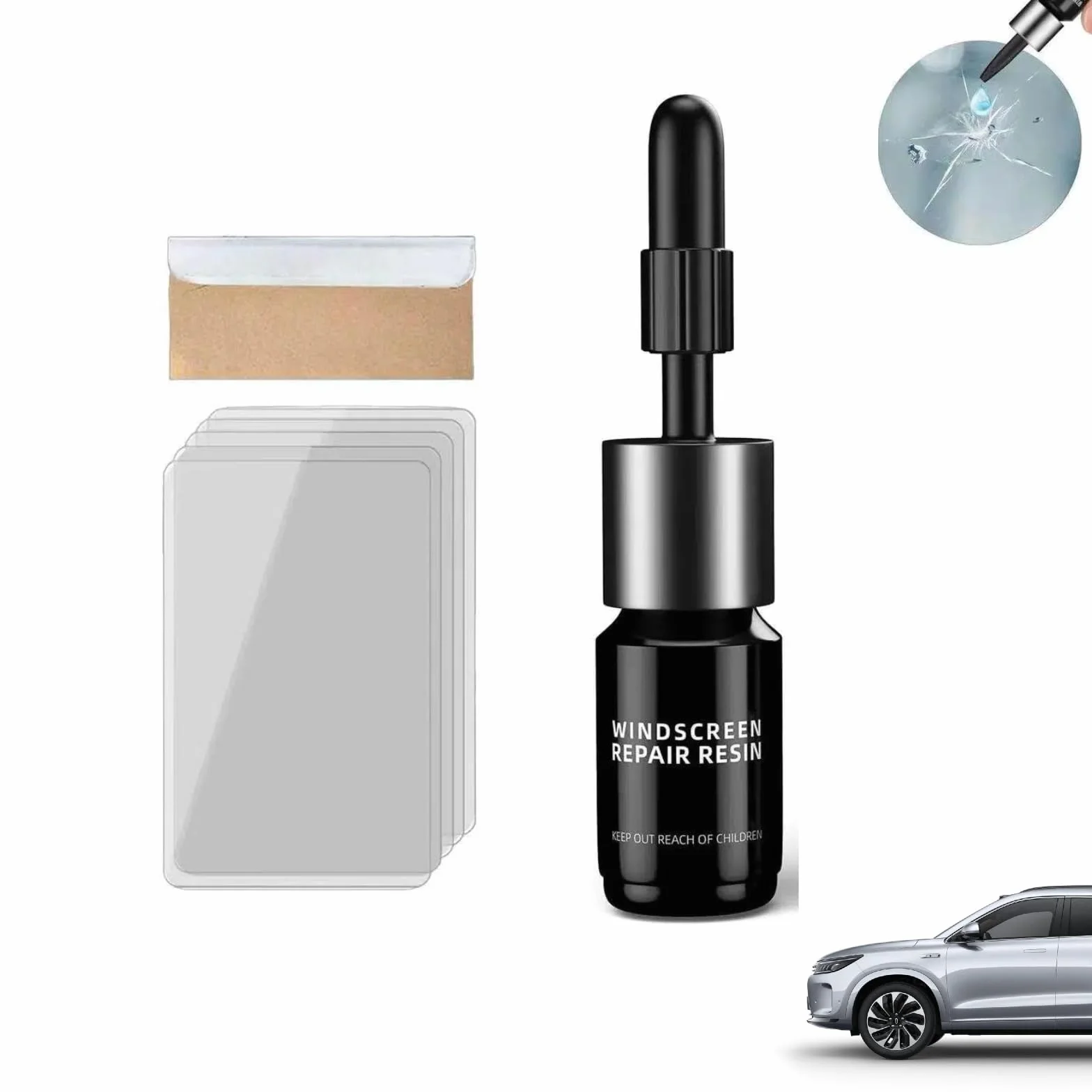 Kit Riparazione Parabrezza Auto, Ripara Vetro Incrinature Scheggiature Fessure Graffi