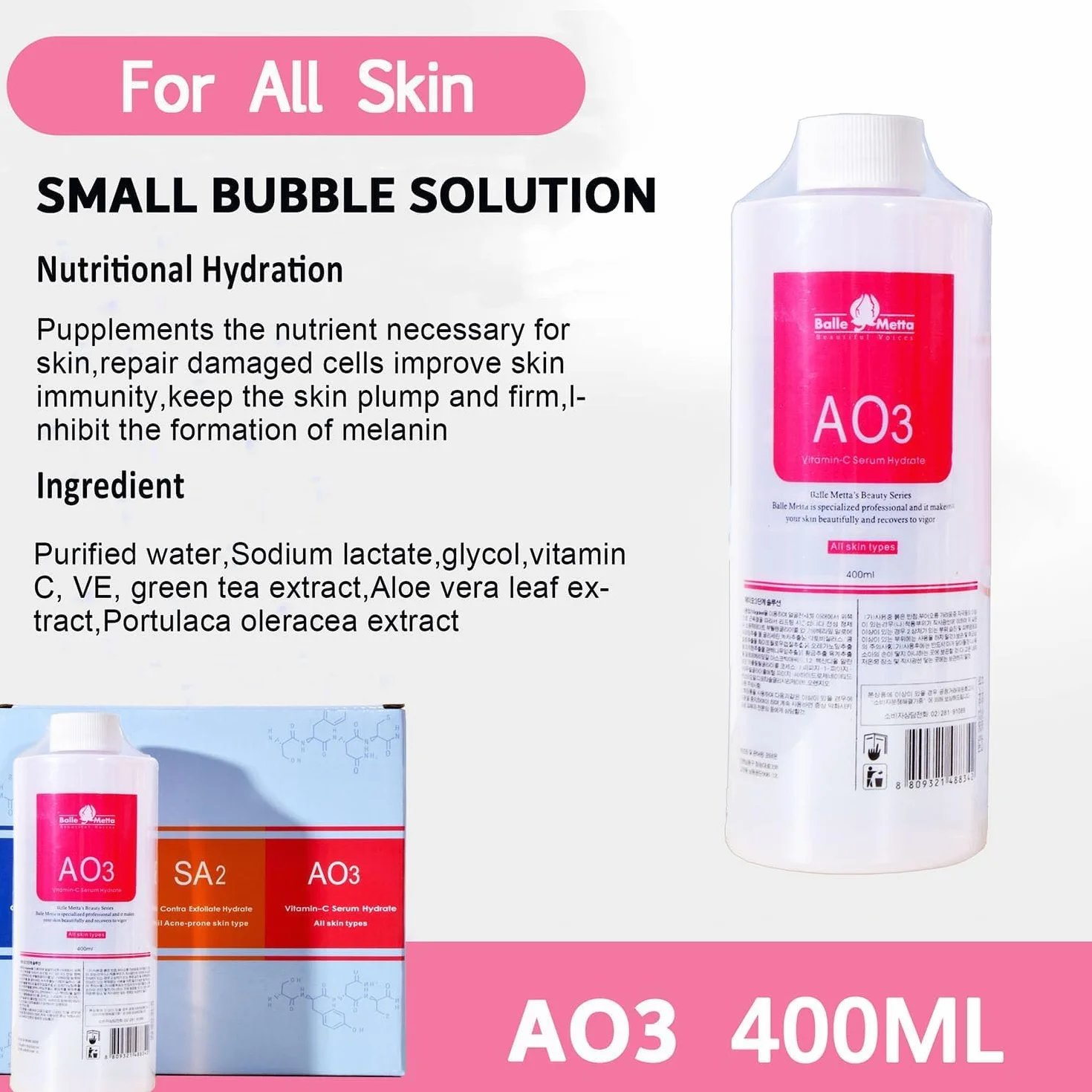 Cura della pelle bellezza del viso Aqua Peel soluzione 400ml per bottiglia pulizia e idratazione viso Face Cleansing