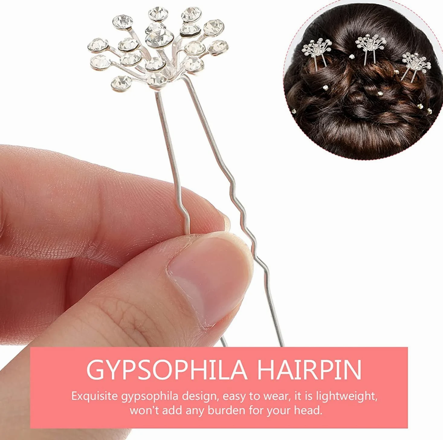 Forcine for capelli ， Fermagli for capelli for donna ， 40 pezzi Copricapo Spose Elegante Forcella Capelli Spilla da sposa Accessorio Ragazze Perle Chic Updo Chignon Gypsophila Damigelle d'onore Fiore