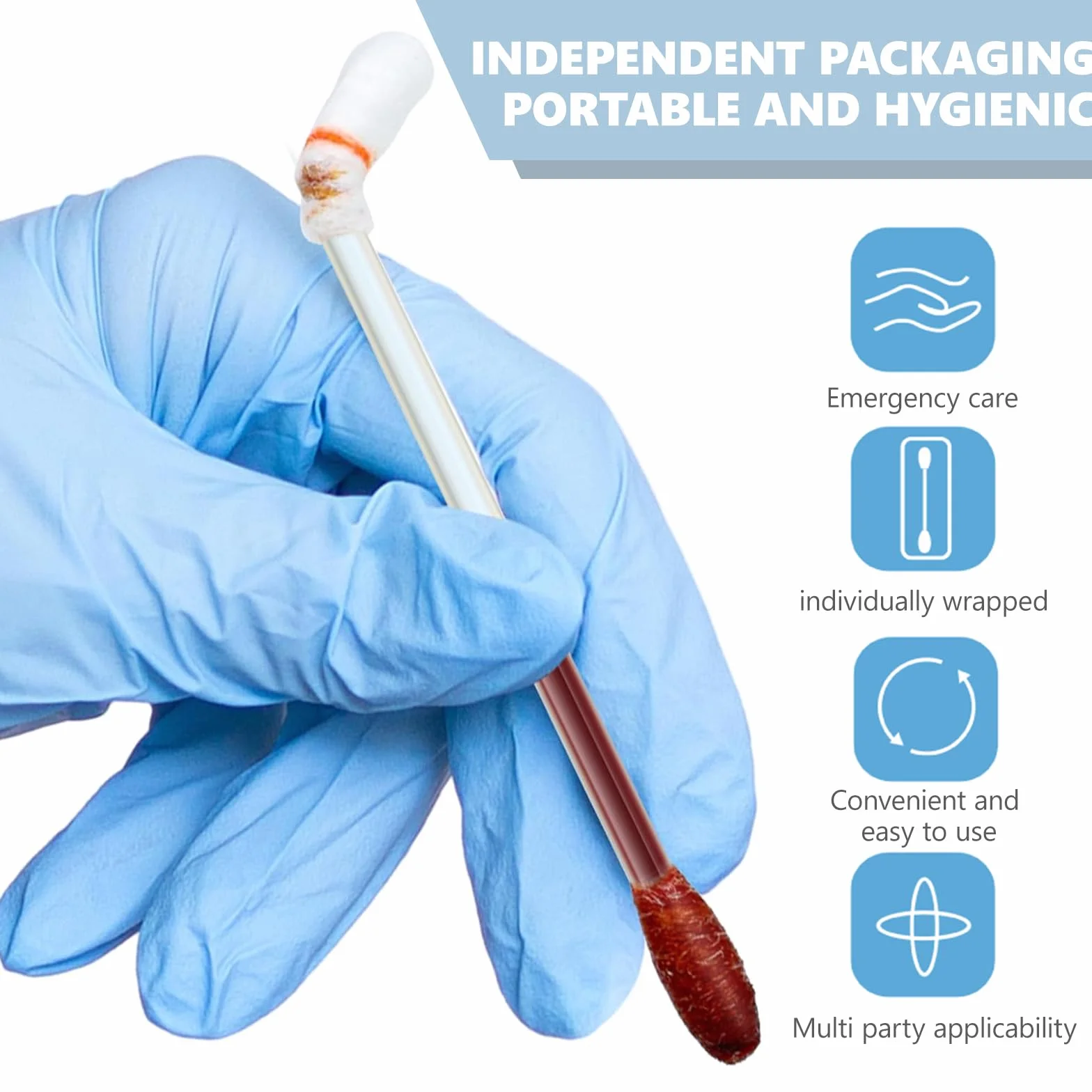 100 Pcs Monouso Cotone Tampone Iodoforo, Cotone Stick Iodio, Tampone di Disinfezione Della Pelle con Iodoforo per la Casa Ospedaliera
