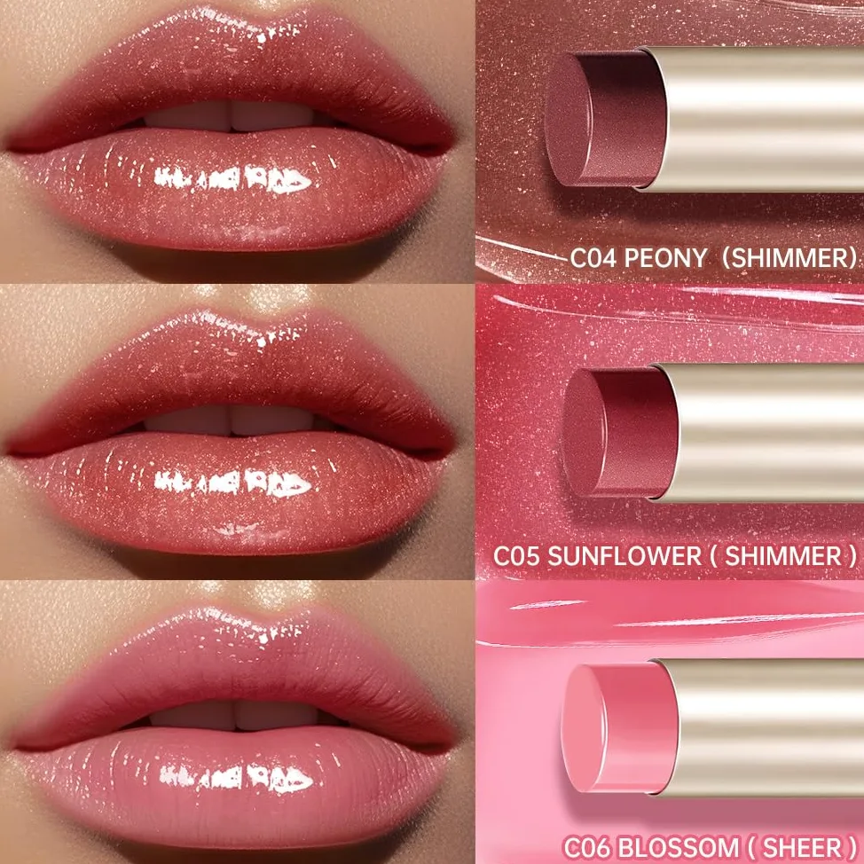 CATKIN 3pcs Gloss Tinted Lip Balm Set, 2 in 1 Rossetto e Balsamo Labbra, Burrocacao Labbra Colorato, Formula Volumizzante e Leggero, Idratante, Essenza Vegetale, Lenitivo e Riparatore, 3.4g