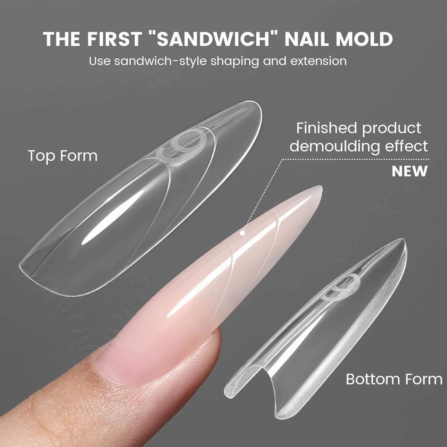 YOKE FELLOW Terminali per Unghie Finte - Modello a Sandwich per Estensione Rapida delle Unghie, Senza Carta, Modelli in Gel UV Cristallo