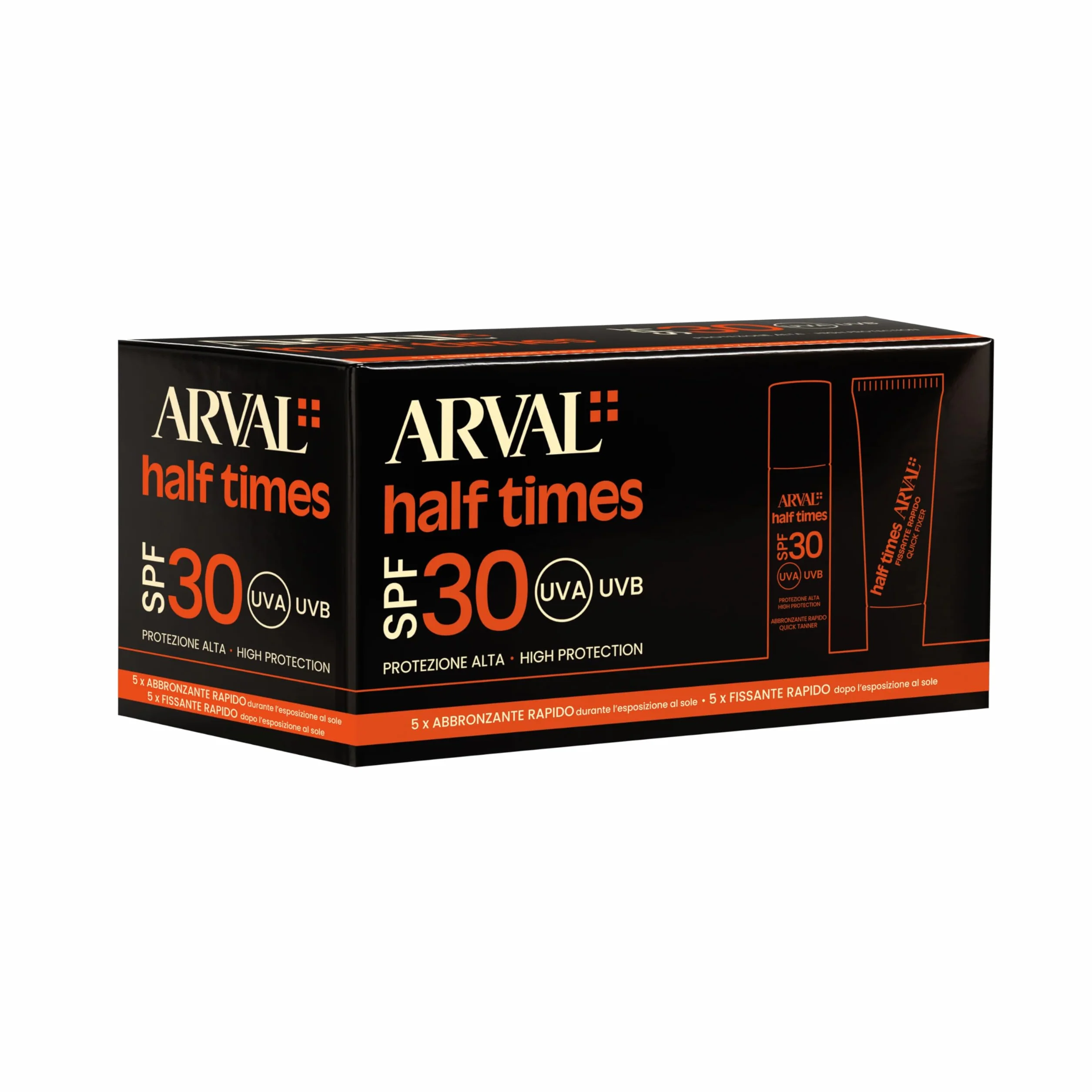 Arval Half Times SPF 30, Abbronzante rapido & Fissante Rapido 5 fl + 5 tb