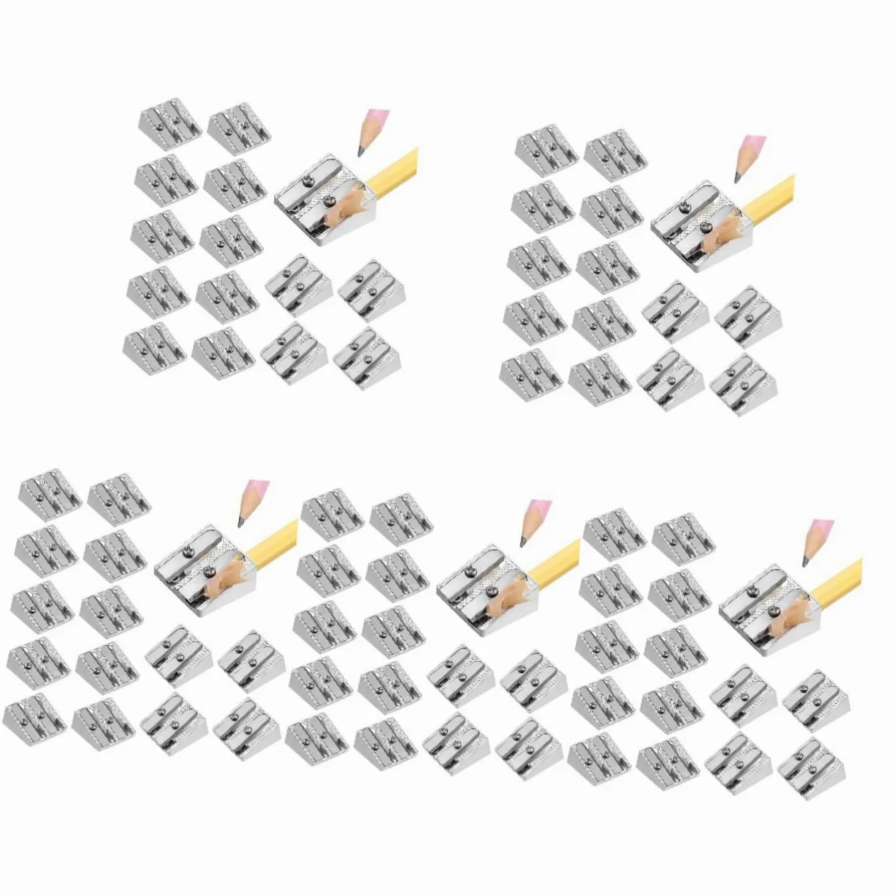 5 Set Di Temperamatite Manuali in Metallo Temperamatite A Doppio Foro Mini Temperamatite Per Accessori Da Scrivania 16 Pezzi * 5