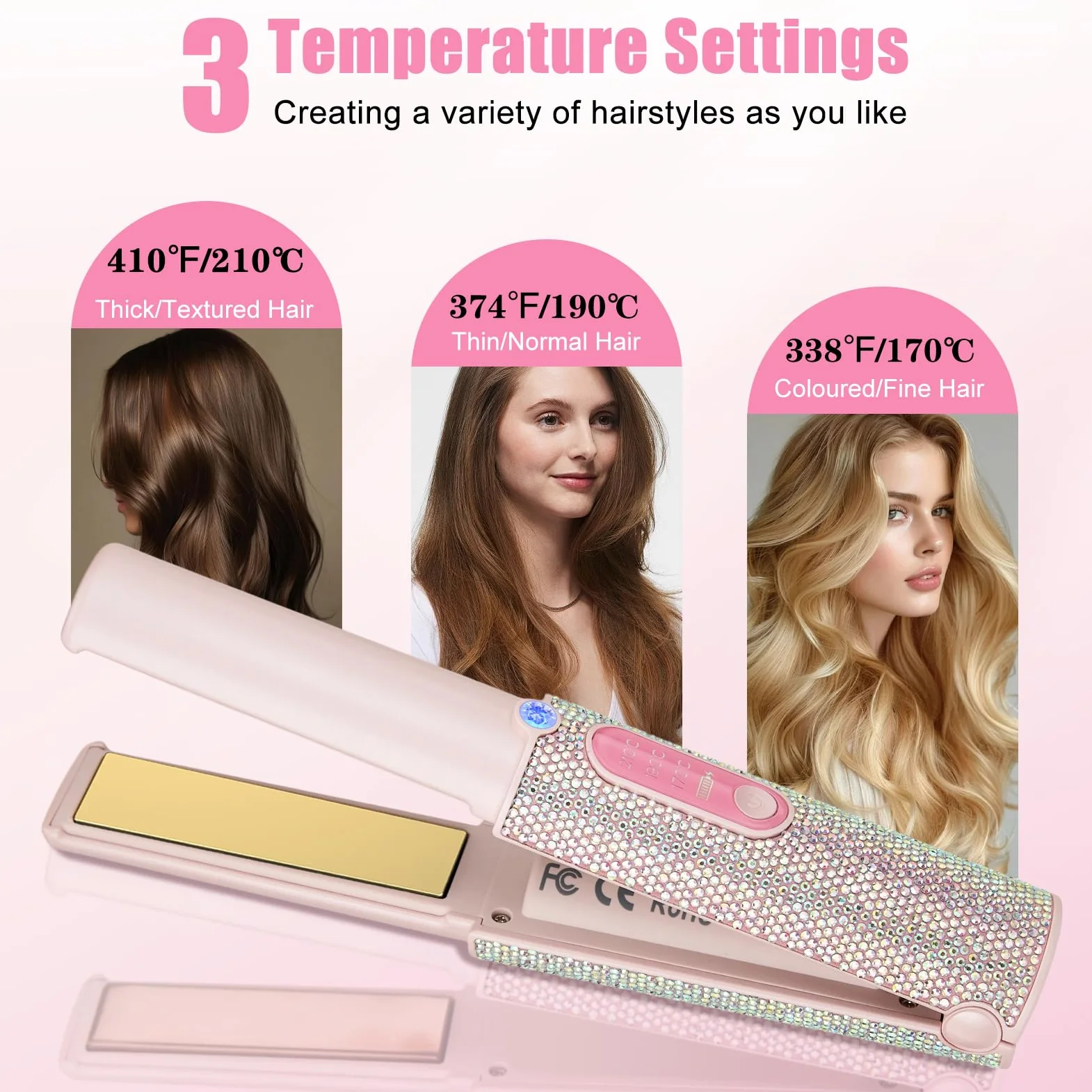Piastra Capelli Senza Fili 5000mAh, Mini Piastra per Capelli 2 in 1, Piastra Portatile Senza Fili in Titanio, Piastra da Viaggio per Capelli, 3 Temp 2S HEAT Rapido MAX 410℉ Con Spegnimento Automatico