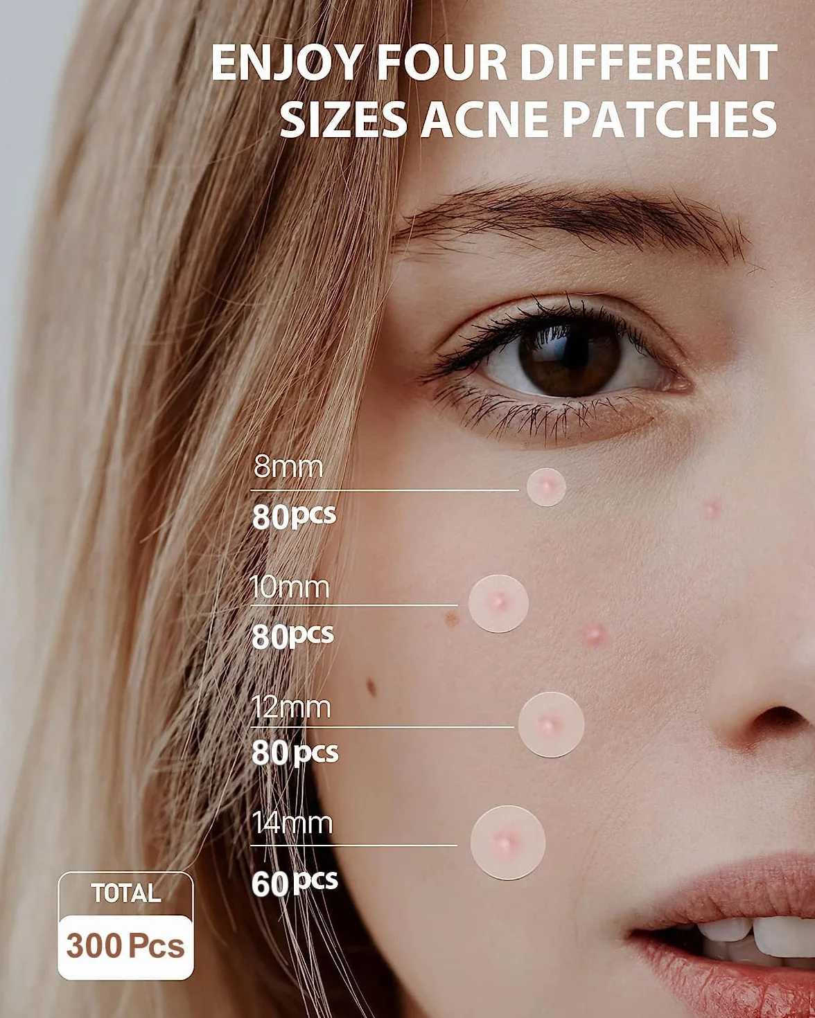 300 Pezzi Patch Brufoli Cerotti Pimple Patch Acne Invisibili Idrocolloide Cerotti Per Brufoli 2-In-1 Giorno e Notte Impermeabili e Traspiranti Pimple Patches
