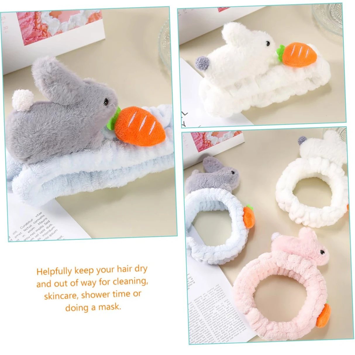 MAGICLULU 3 Set Eleganti Fasce Per Il Trucco in Peluche Fasce Per Ricci Fascia Per La Spa Per Il Lavaggio Del Viso Fascia Per in Morbida Flanella Forma Per Donne E Ragazze 2 Pezzi * 3