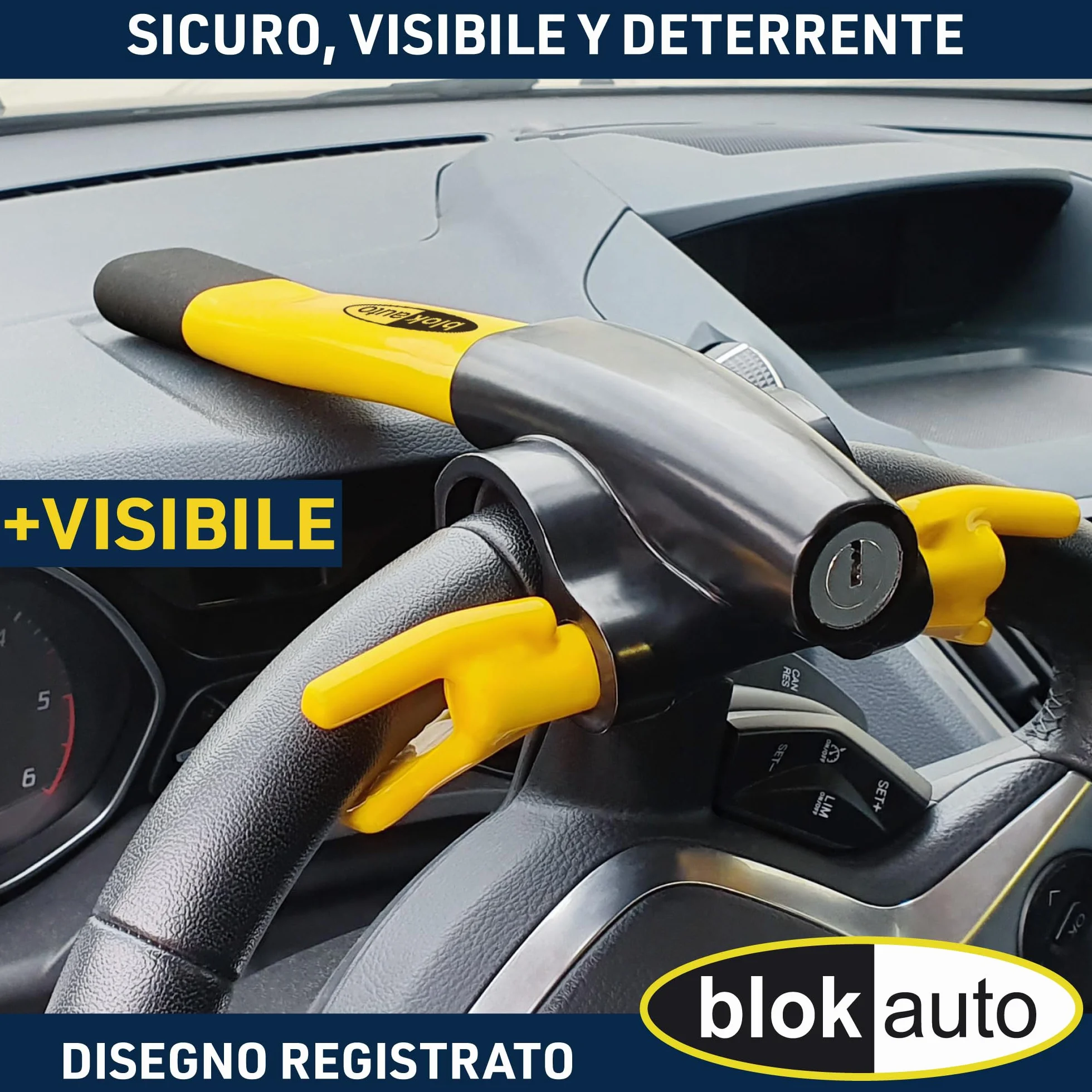 Antifurto Auto Alta Sicurezza, Blocca Sterzo Universale per Auto Furgone Camper