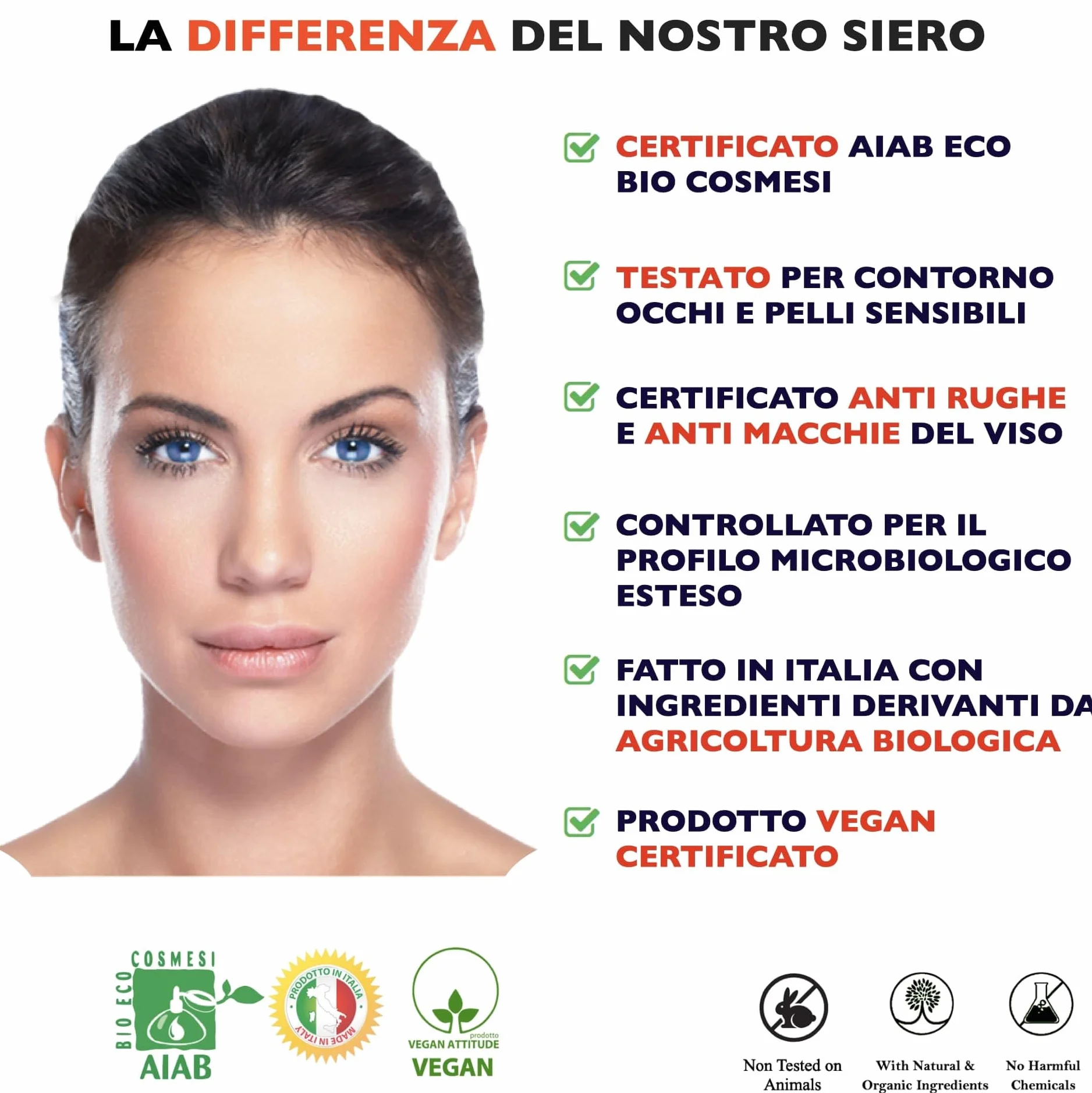 Bio Siero Vitamina C e Vit. E. Siero Viso Acido Ialuronico Antirughe, Antimacchie Illuminante, Antietà, 60ml