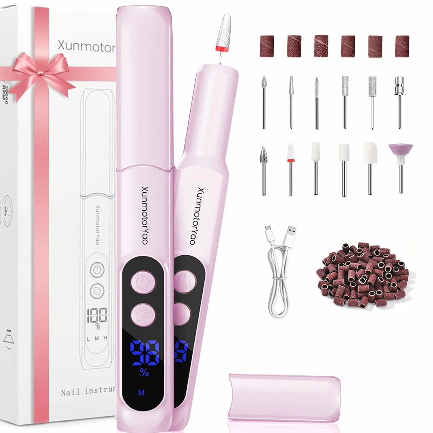 Fresa per Unghie Professionale Led Portatile Manicure Pedicure Elettrico Trapano Chiodo Set Viola