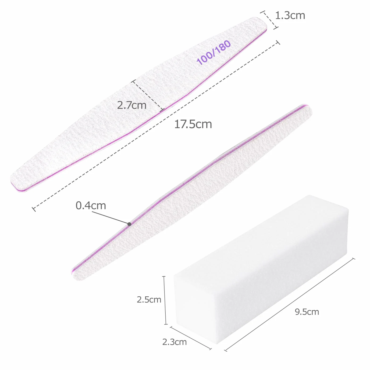 Carehabi 30 Pezzi Lime per Unghie e Buffer per Unghie, Lima 100/180 Unghie Professionali, Buffer Unghie Professionale per Salone Unghie, Nail Art Fai da te a Casa