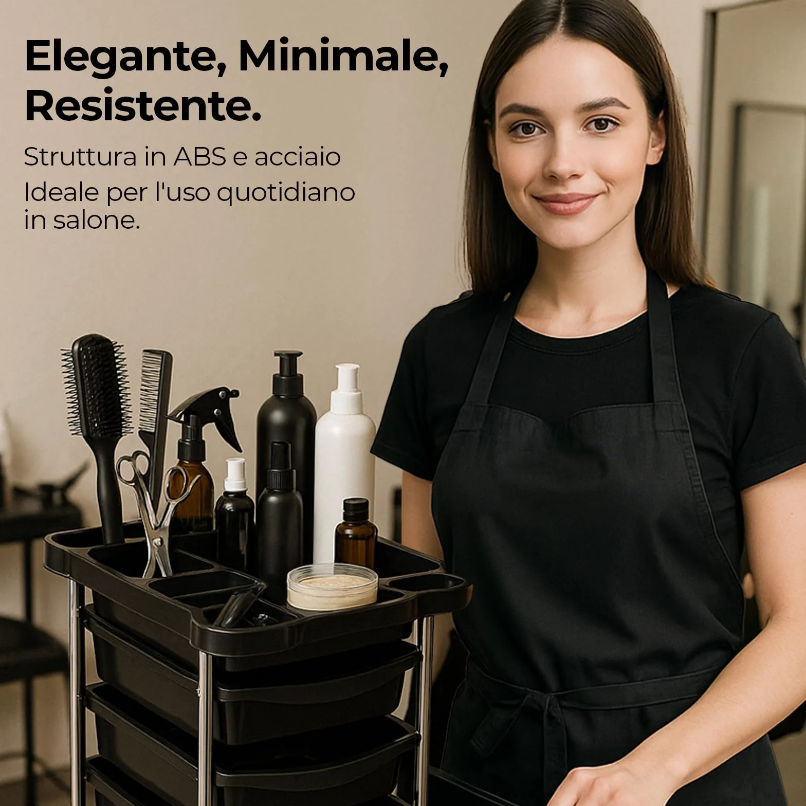 Altéax Carrello Parrucchiere Professionale con 6 Livelli e 5 Cassetti Estraibili - Carrello Estetista - Carrello per Parrucchieri 1pz. Accessori non Inclusi - Carrello Barbiere - Carrello Portaoggetti