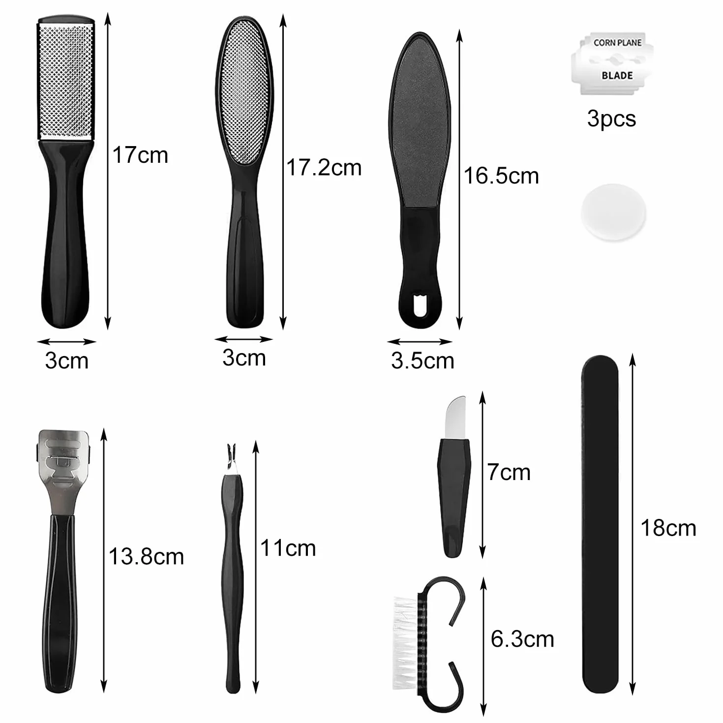 Kit Pedicure Professionale 10 Pezzi in Acciaio Inossidabile, Set Rimuove Pelle Dura