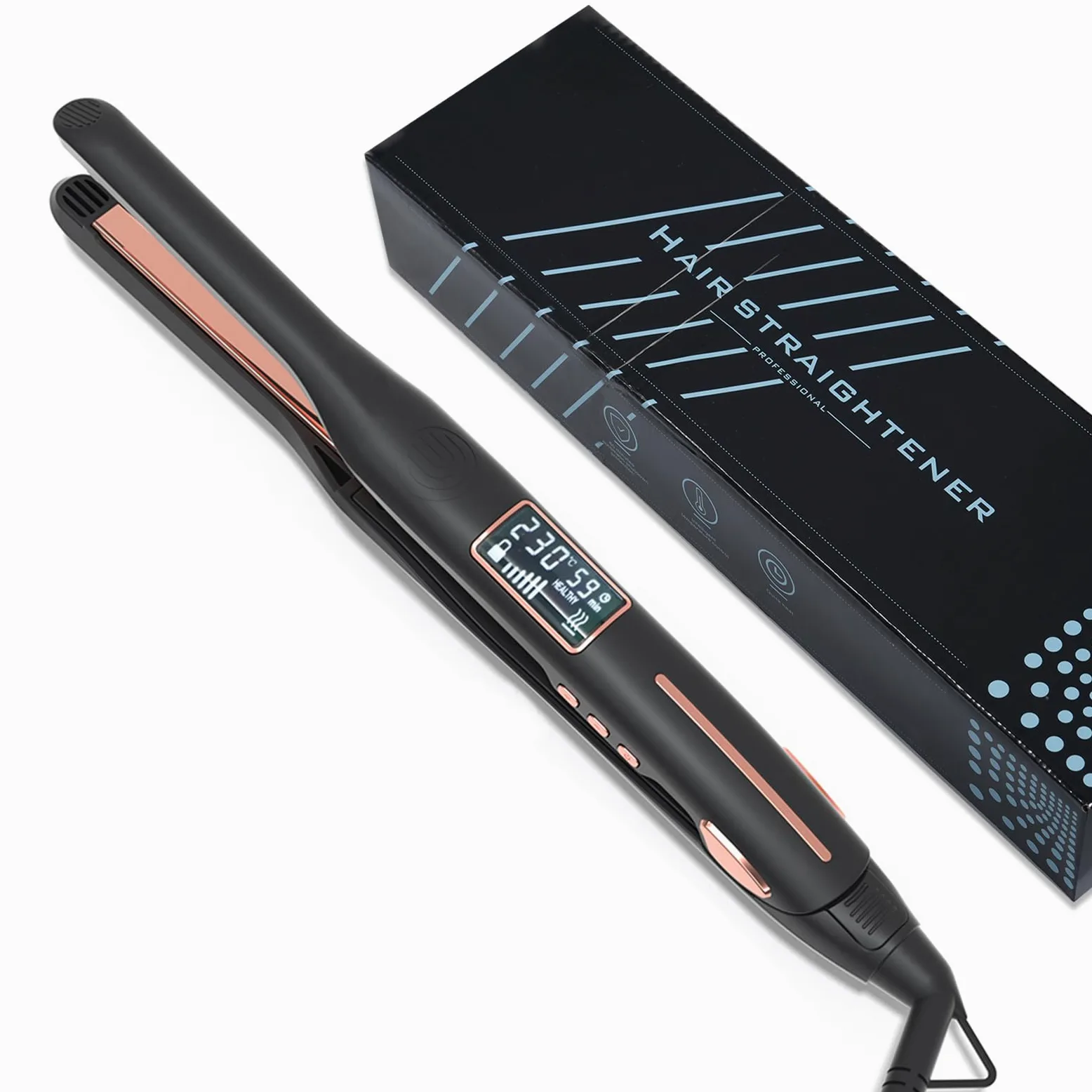 Mini piastra lisciante professionale per capelli corti, barba e frangia, arricciatura e lisciatura, riscaldamento rapido 15S, 80-230°C, display LCD, 10 mm