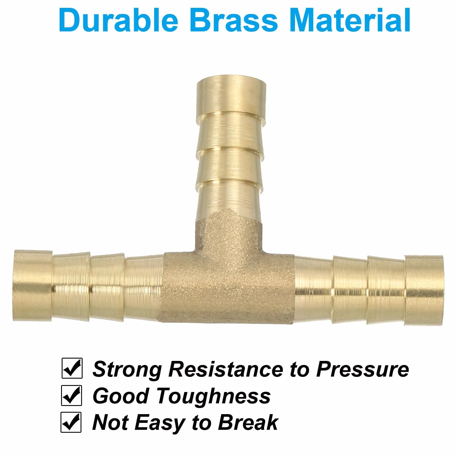 PATIKIL 5/16" Raccordo A T In Ottone Per Tubi, 3 Pezzi 3 Vie Union Intersezione A Forma Di T Con Barbe Divise Per Aria Acqua Carburante Gas Liquido, Dorato