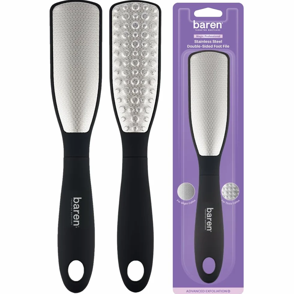 BAREN Magic Pedicure File Scrubber Callus Remover in acciaio inox con ammorbidente per la pelle (doppio lato scrubber)