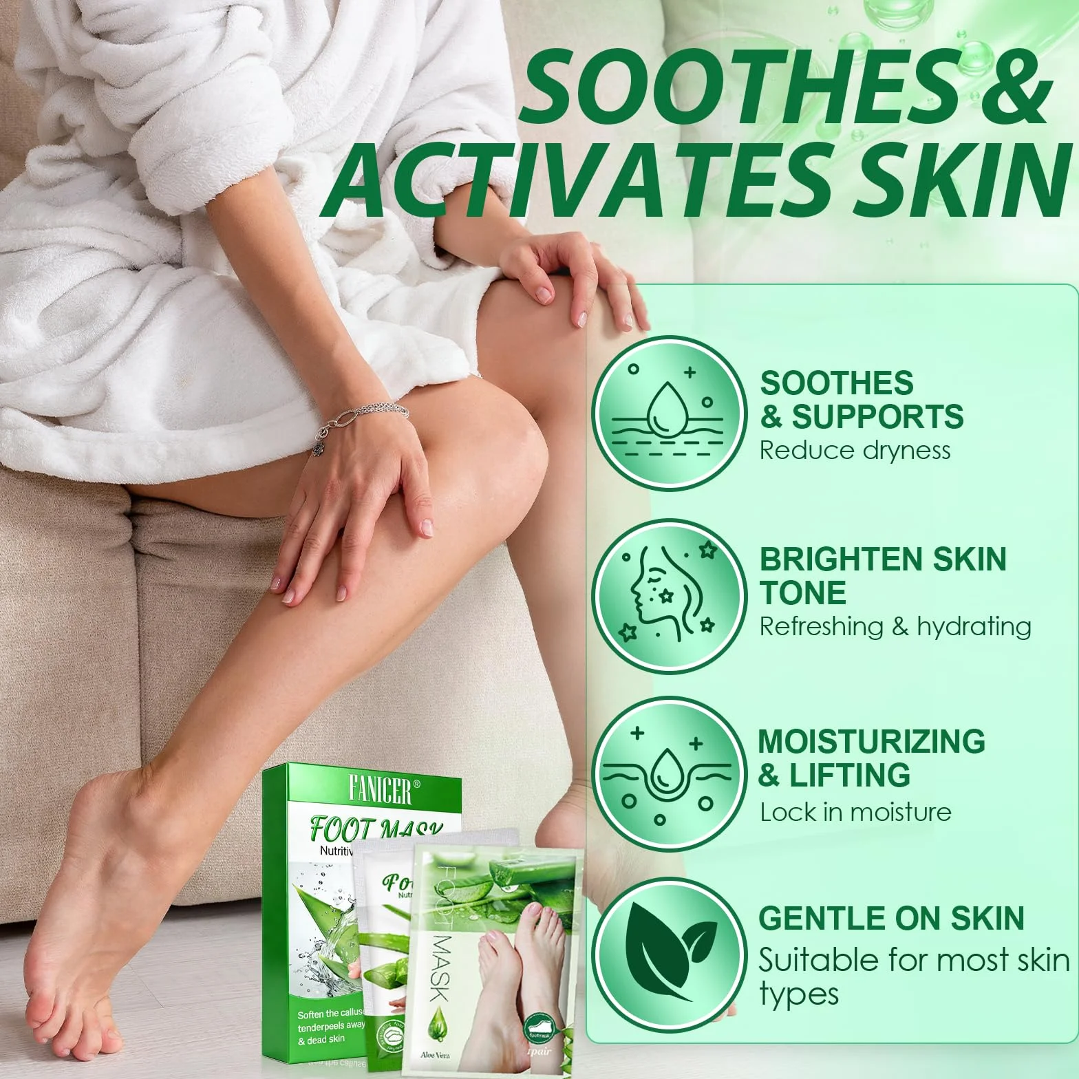 2 Paia Maschera Piedi Esfoliante, Maschera Peeling Piedi, Foot Peel Mask, Calzini Pedicure Peel Off, Rimozione Della Pelle Morta e Calli, Cura e Scrub Piedis, Effetto Idratante(Aloe Vera)