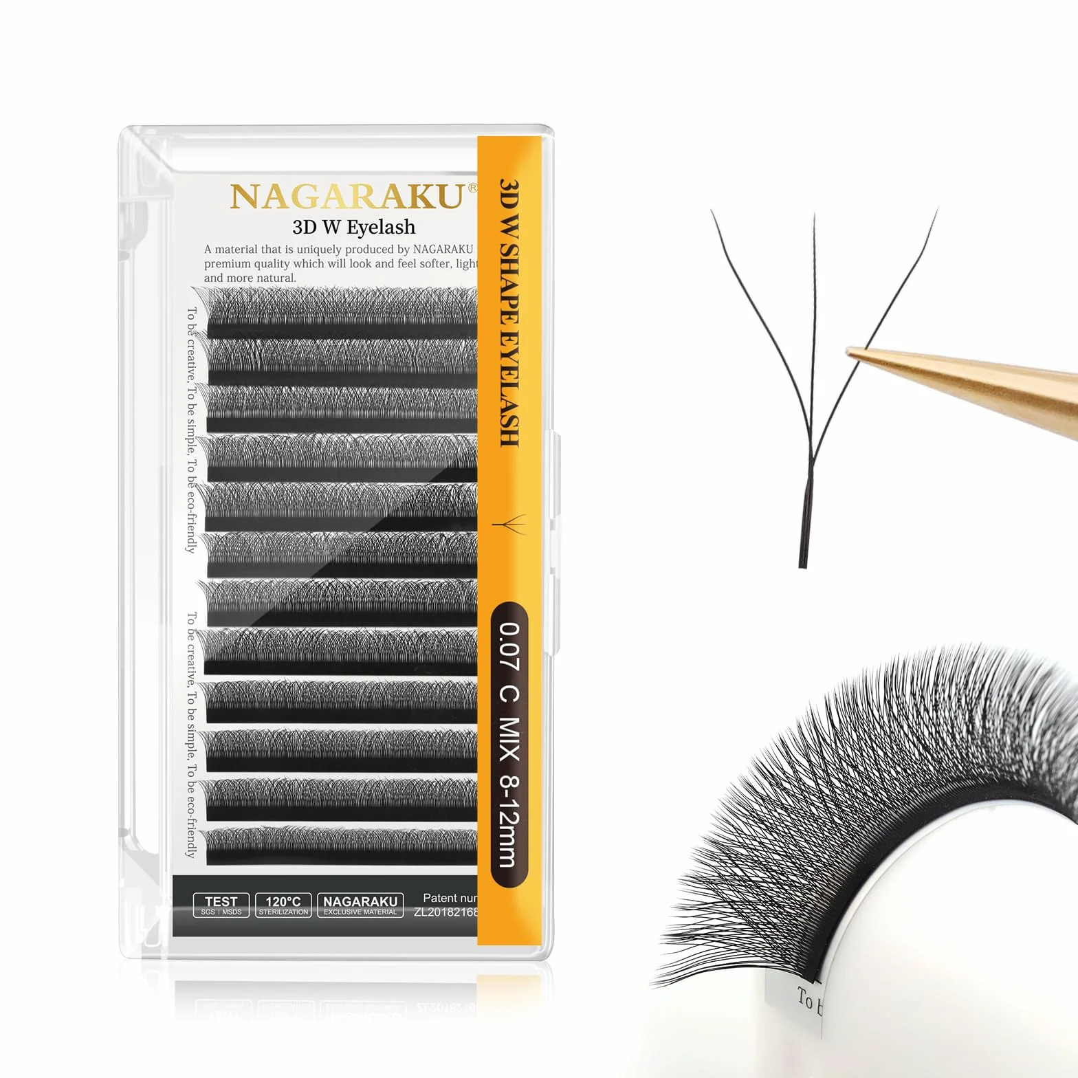 NAGARAKU 3D Extension Ciglia W Ciuffetti Premade Fan Eyelash Extension Russian Volume Professional Naturali Nero 0.07mm C 8-12mm